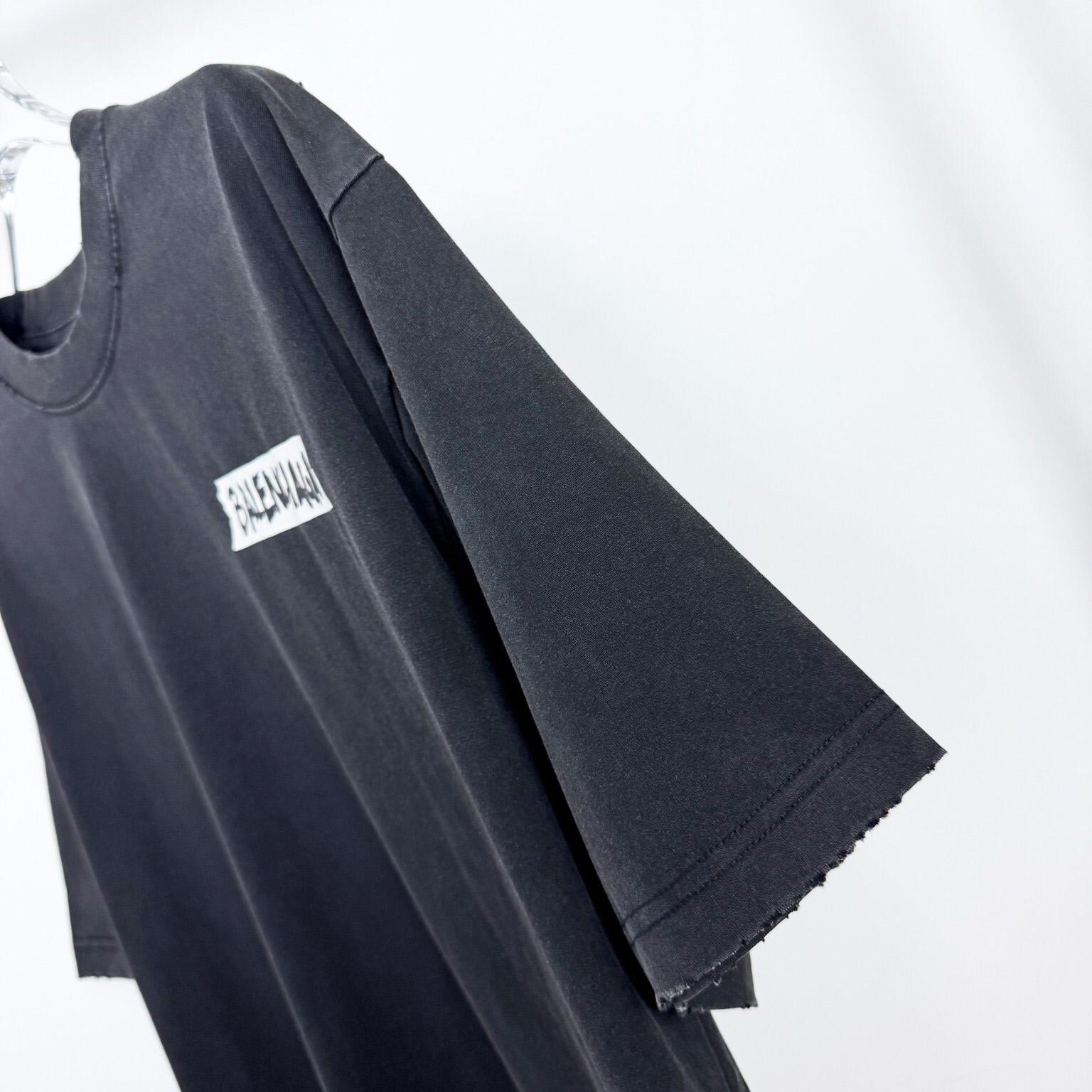 Balenciaga Masking Tape T-Shirt Medium Fit In Faded Black  - DesignerGu