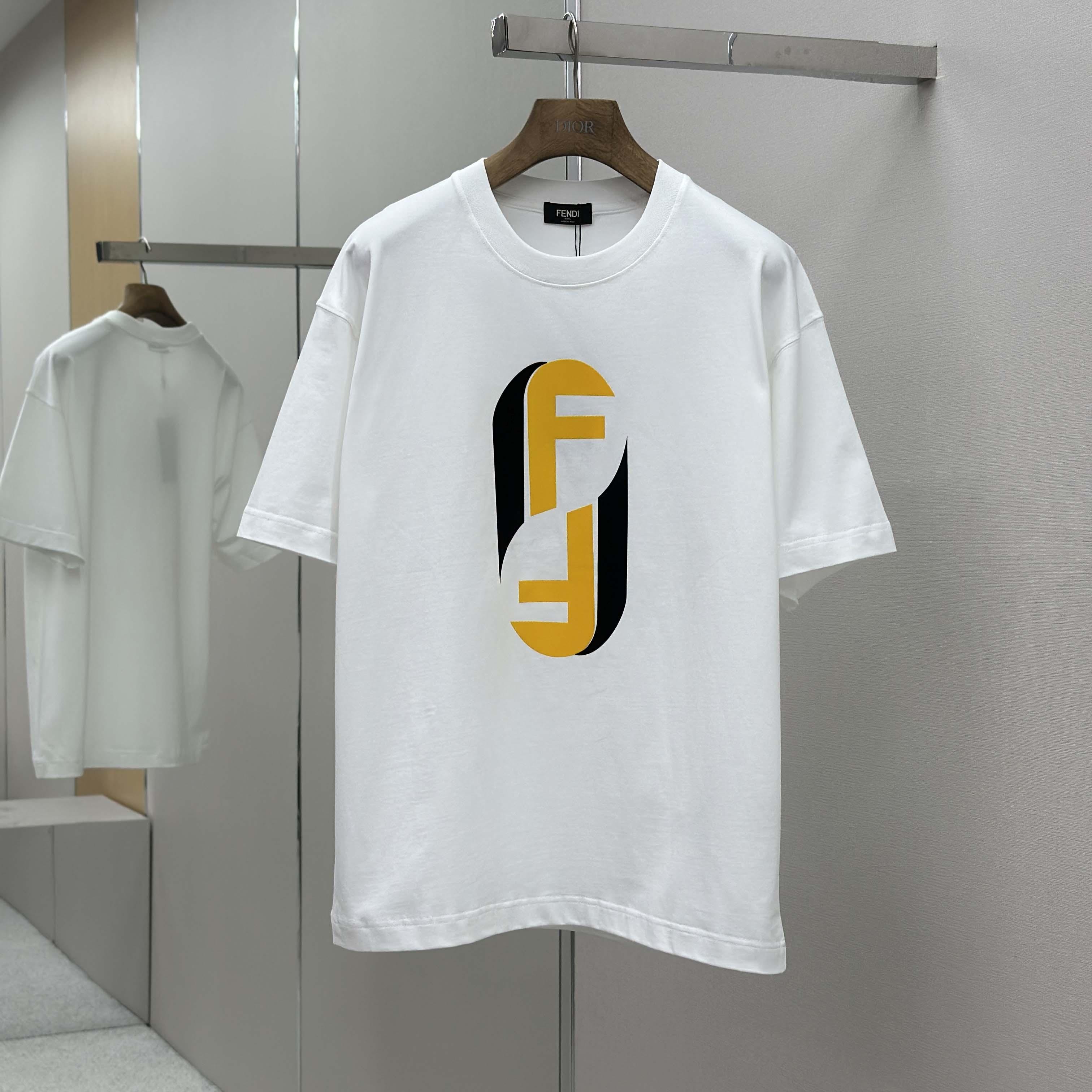 Fendi White Cotton T-shirt - DesignerGu