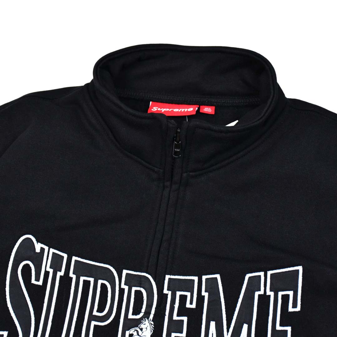 Supreme Crest Appliqué Half Zip Pullover 'Black' - DesignerGu