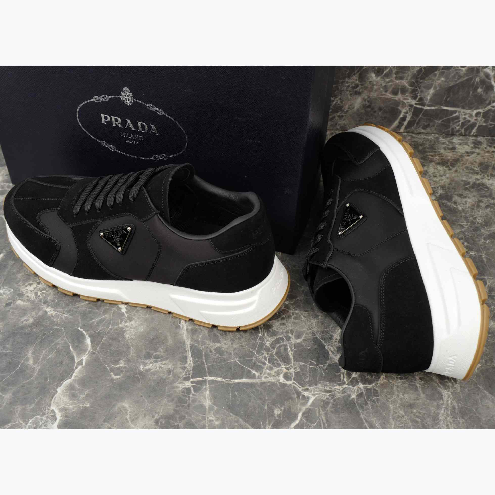 Prada Prax Suede And Re-Nylon Sneakers - DesignerGu