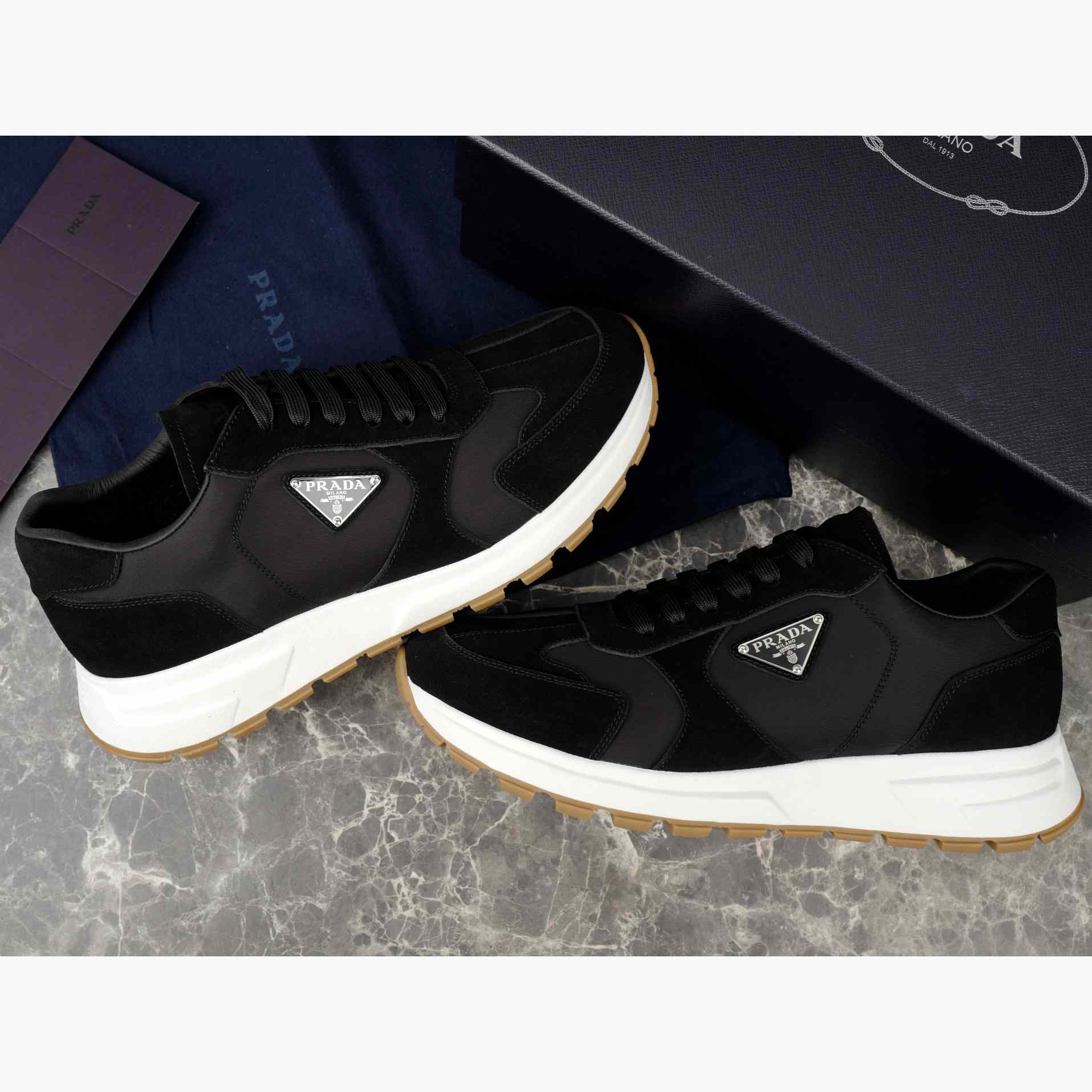 Prada Prax Suede And Re-Nylon Sneakers - DesignerGu