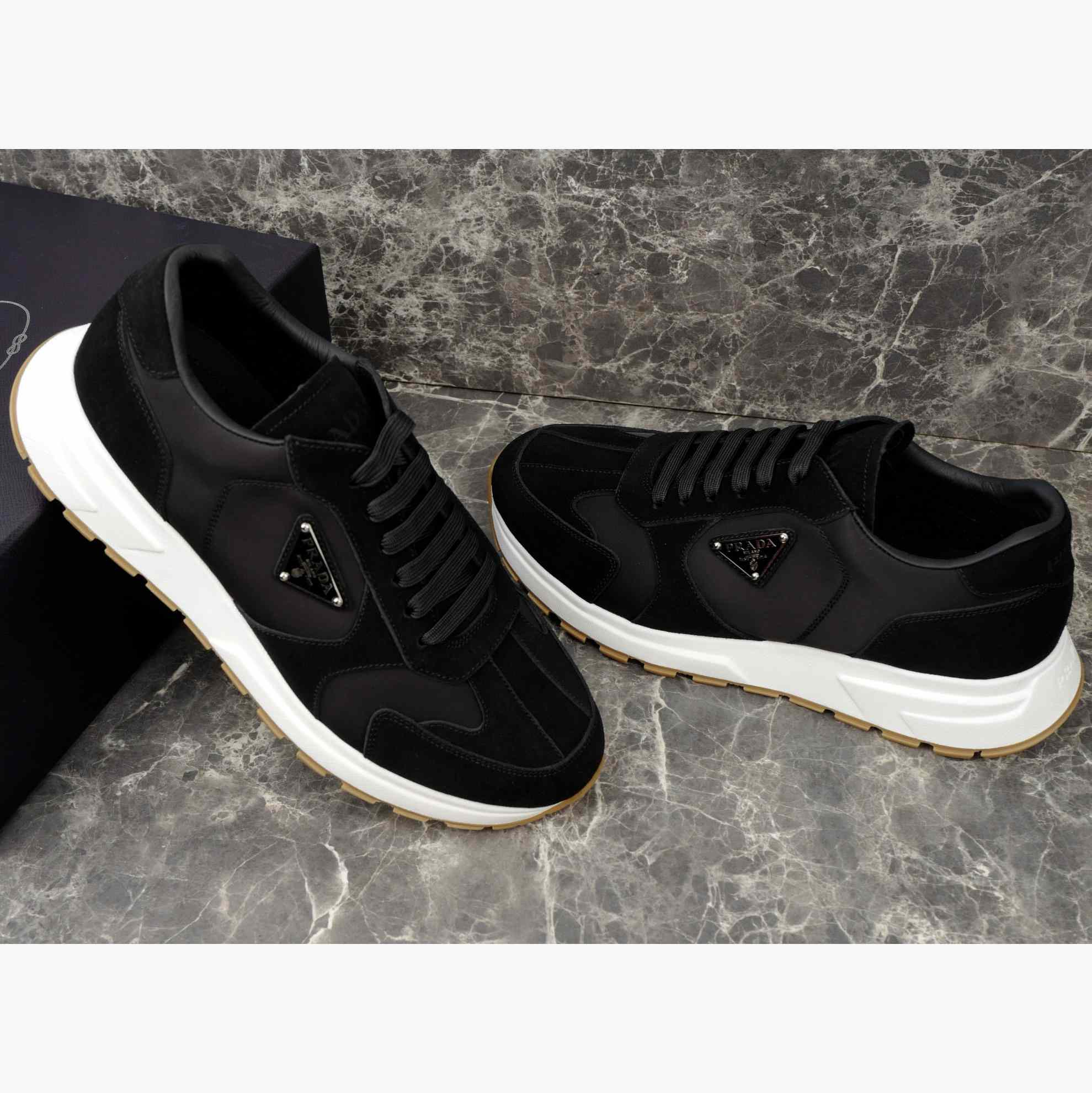 Prada Prax Suede And Re-Nylon Sneakers - DesignerGu