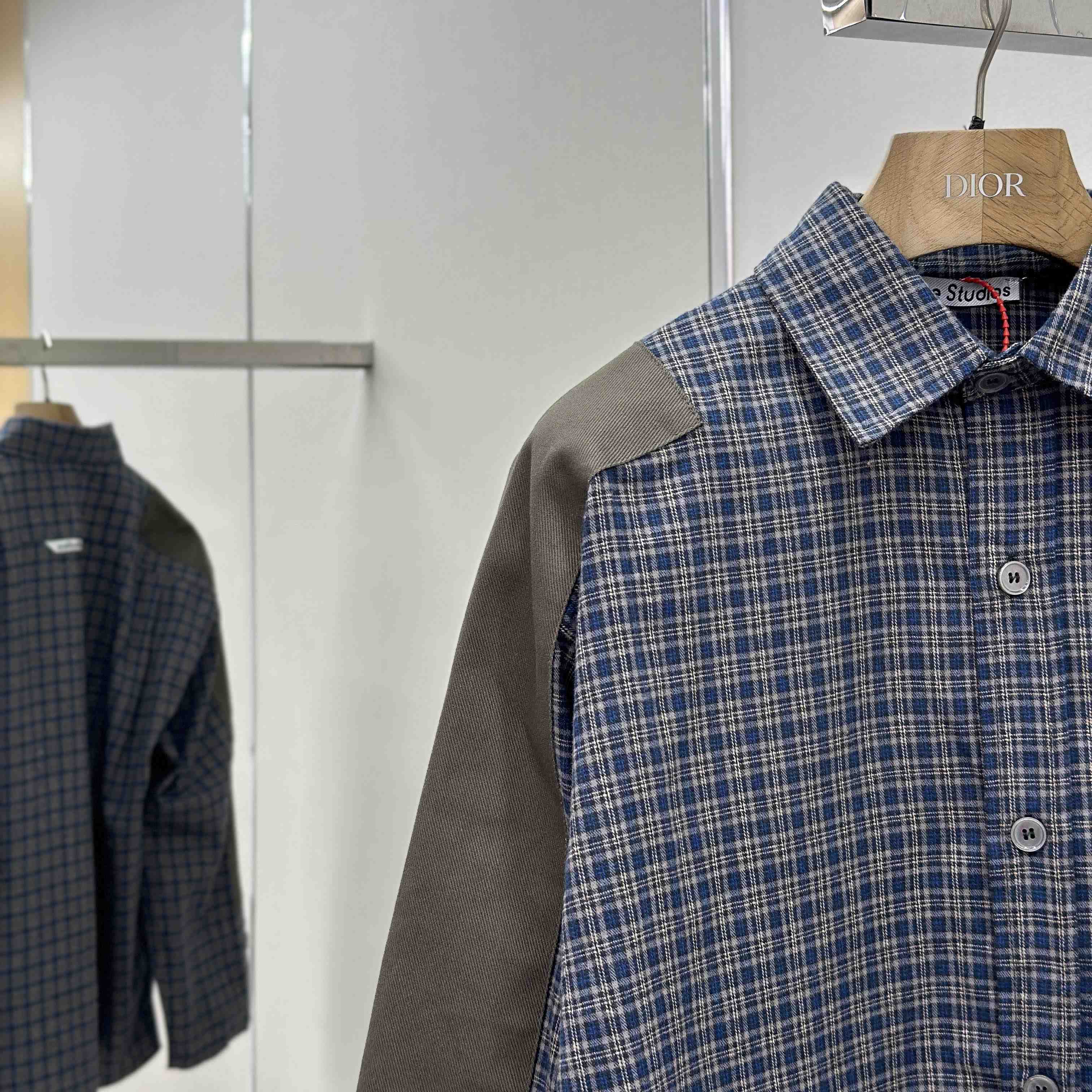Acne Studios Gray Checked Flannel Shirt - DesignerGu