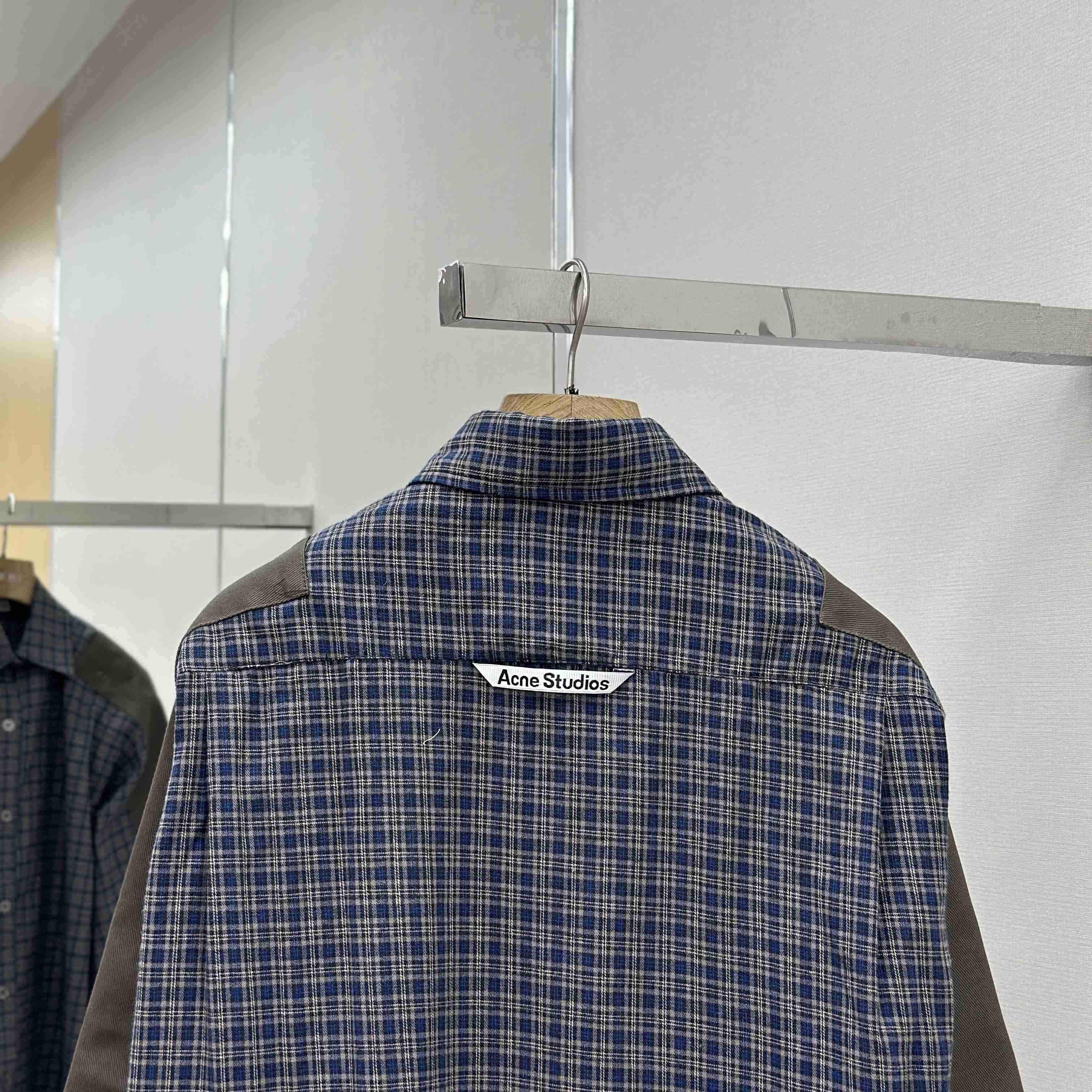 Acne Studios Gray Checked Flannel Shirt - DesignerGu