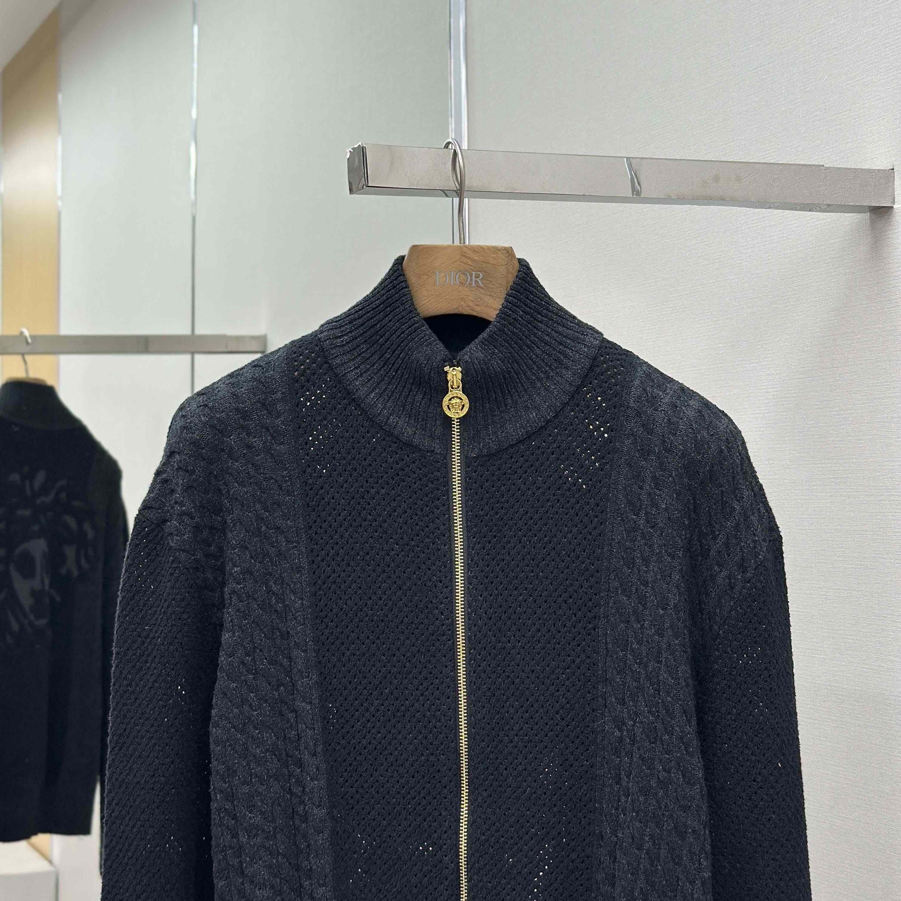 Versace Medusa Jacquard Zip Knit Sweater  - DesignerGu