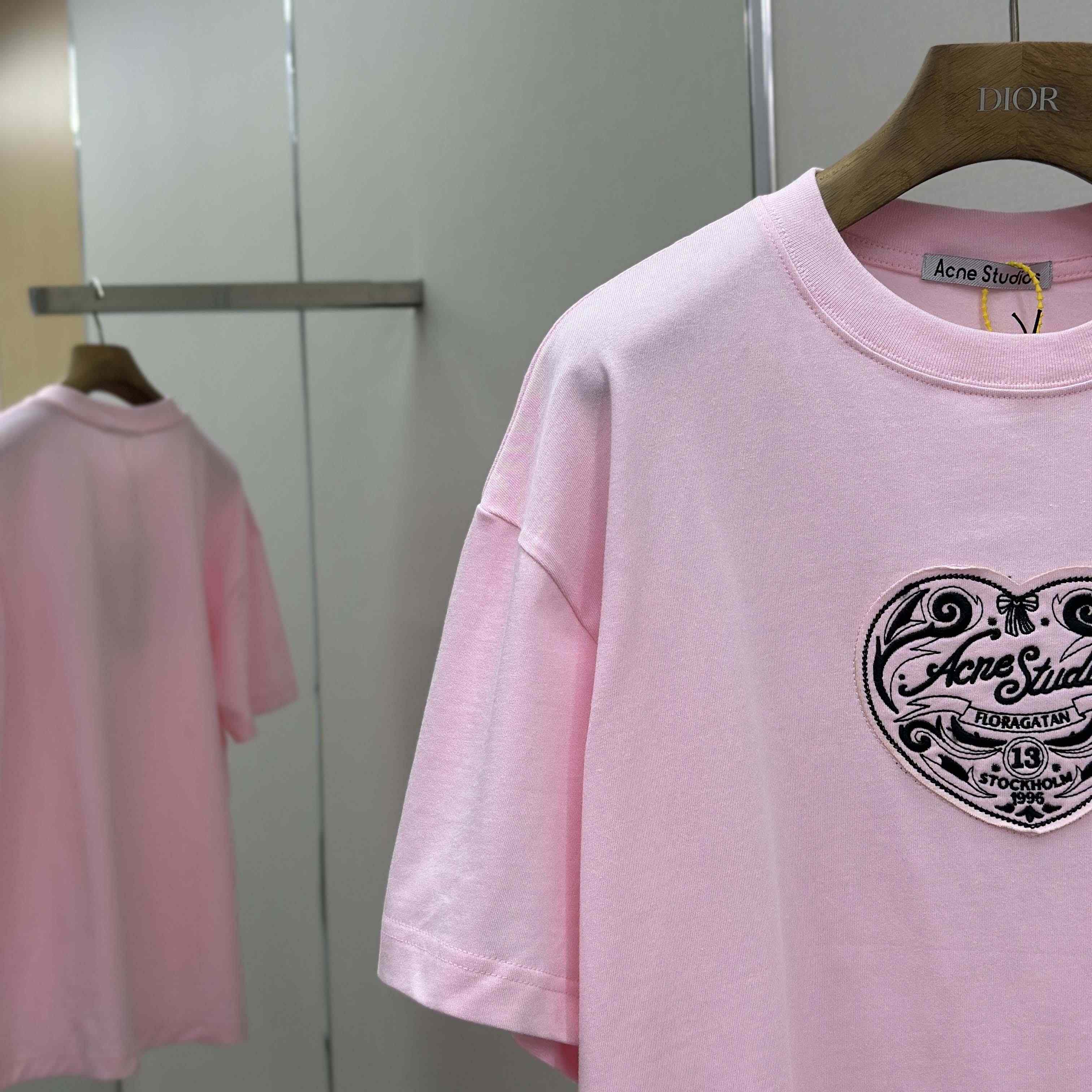Acne Studios Logo T-shirt - Baby pink - DesignerGu