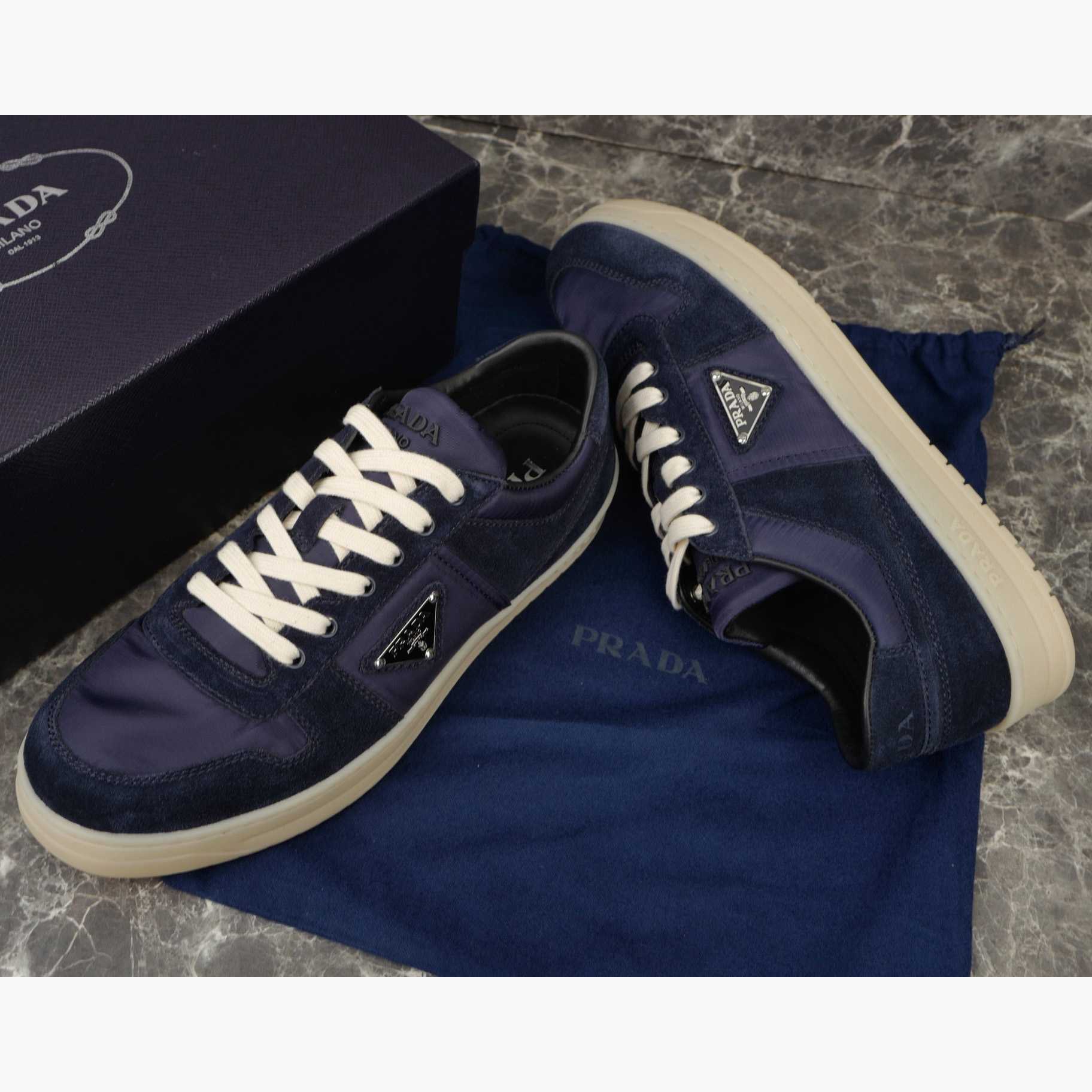 Prada Downtown Re-Nylon And Suede Sneakers - DesignerGu