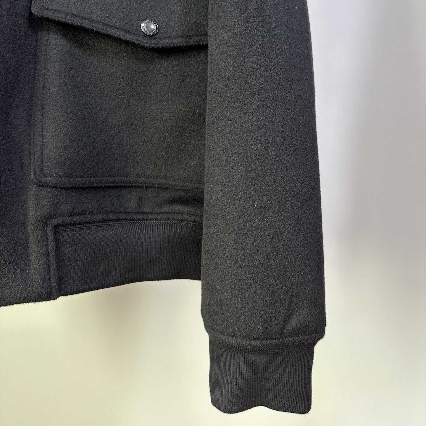 Tom Ford Black Shearling And Leather-trimmed Wool-blend Bomber Jacket - DesignerGu