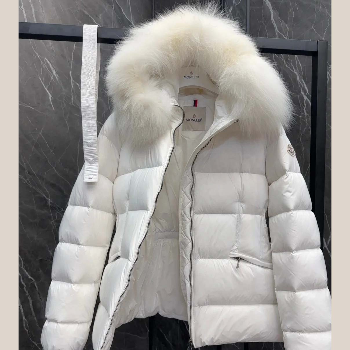 Moncler Belted Puffer Jacket With A Fur-trimmed Hood - DesignerGu