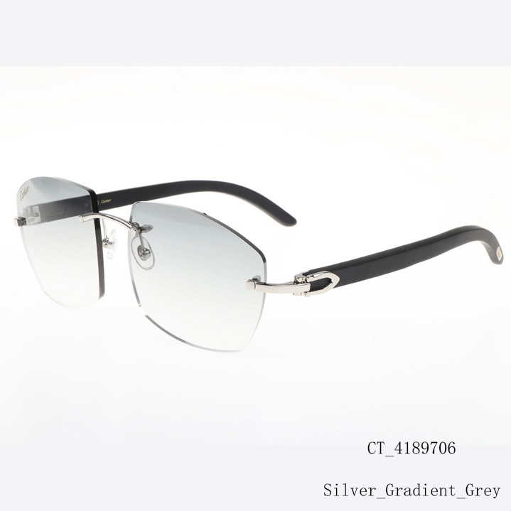 Cartier CT 4189706 Black Wood Sunglasses In Silver Gradient Grey - DesignerGu