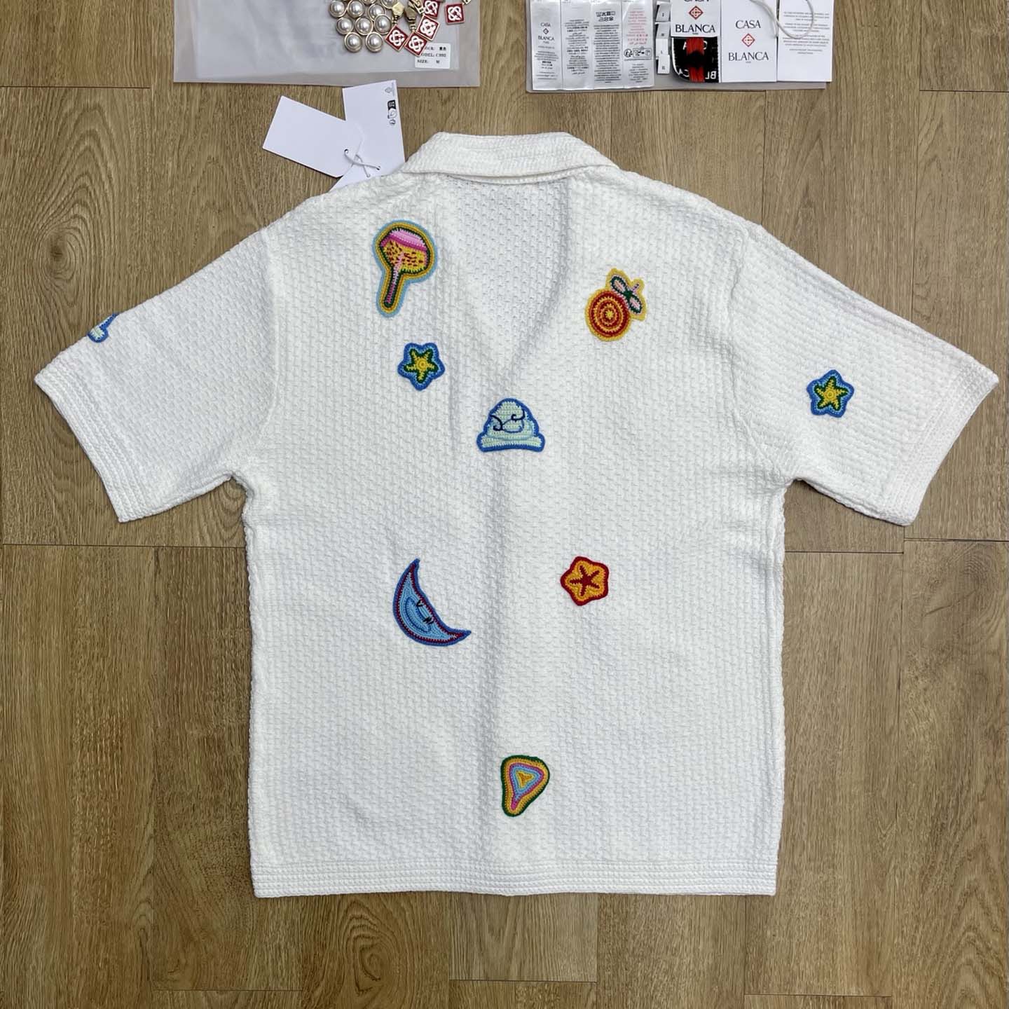 Casablanca Patch-detailing Crochet Shirt   Z6031 - DesignerGu