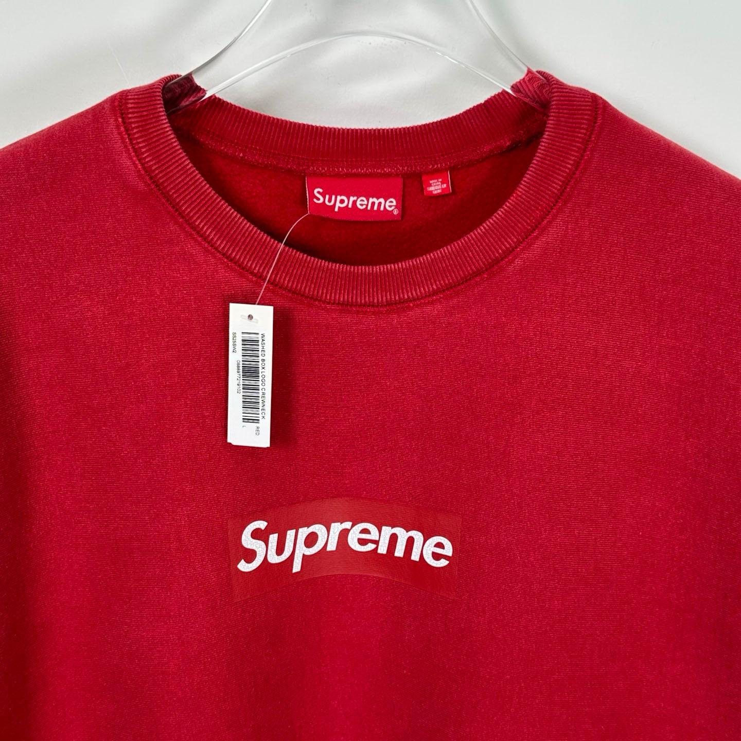 Supreme 25SS Wash Box Logo Crewneck 'red' - DesignerGu