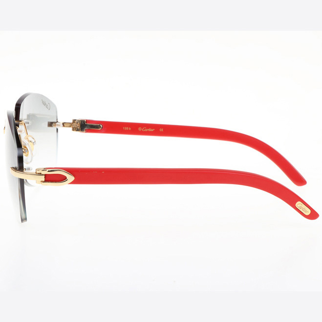 Cartier CT 4189706 Red Wood Sunglasses In Gold Gradient Grey - DesignerGu