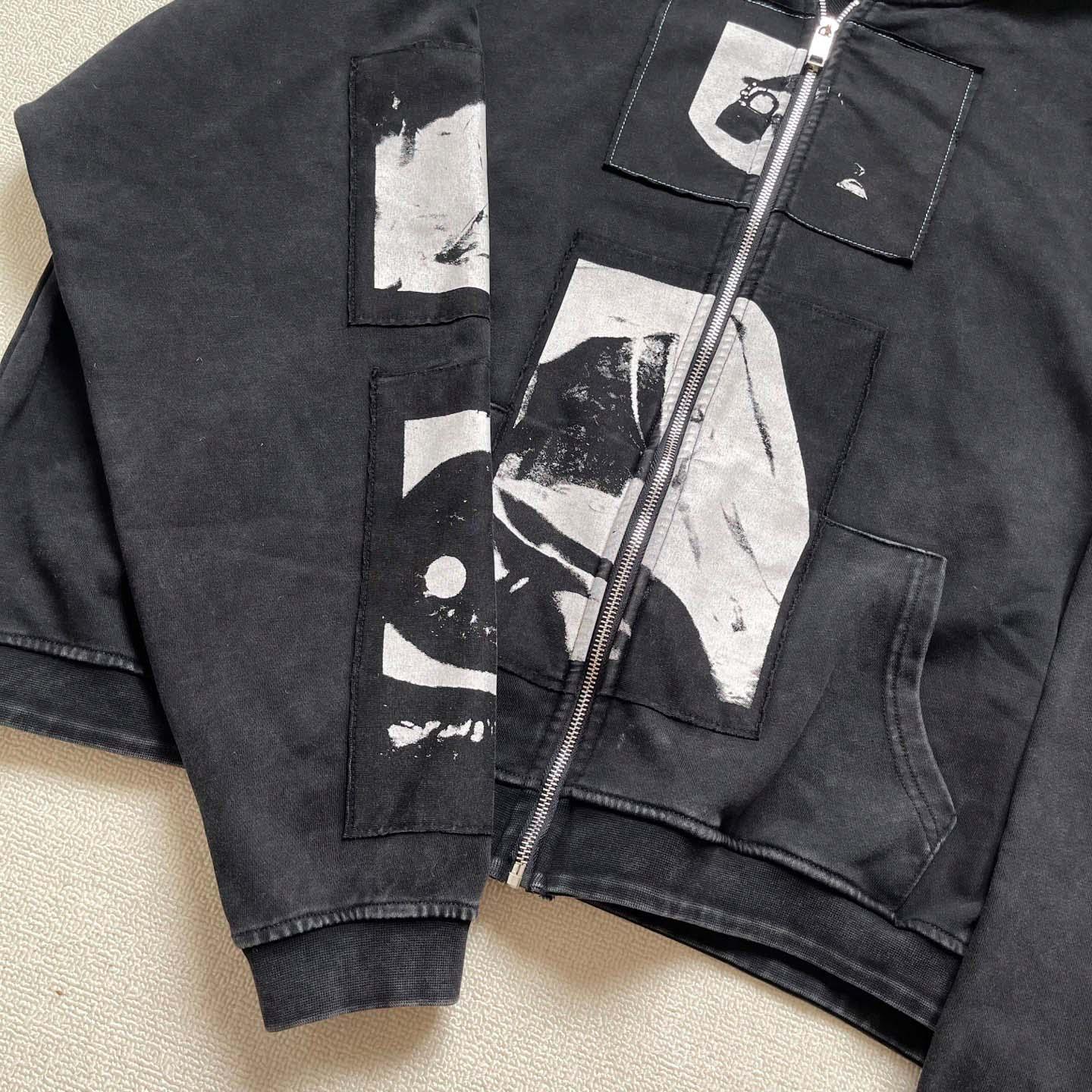 Enfants Riches Déprimés  Madonne Assemblage Zip Up Hoodie 'Faded Black' - DesignerGu