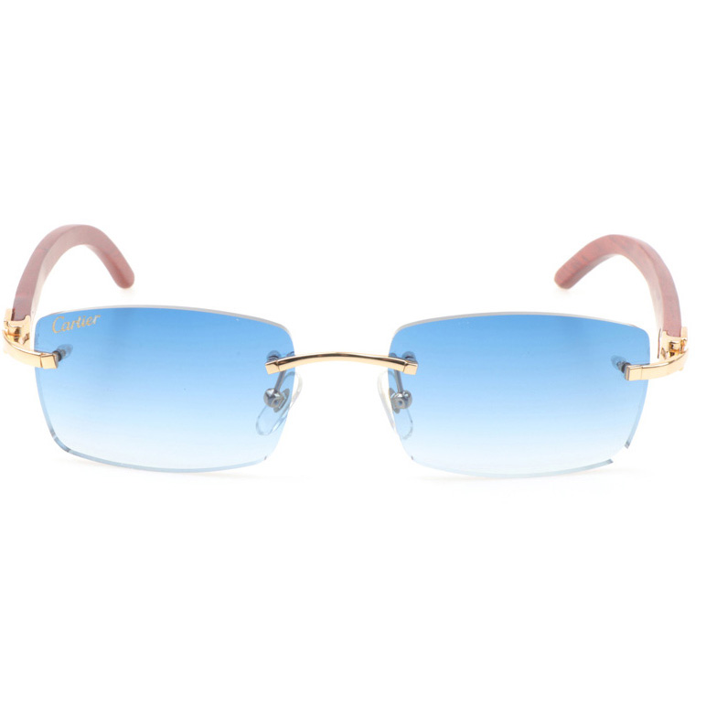 Cartier CT 3524012 Wood Sunglasses In Gold Gradient Blue - DesignerGu
