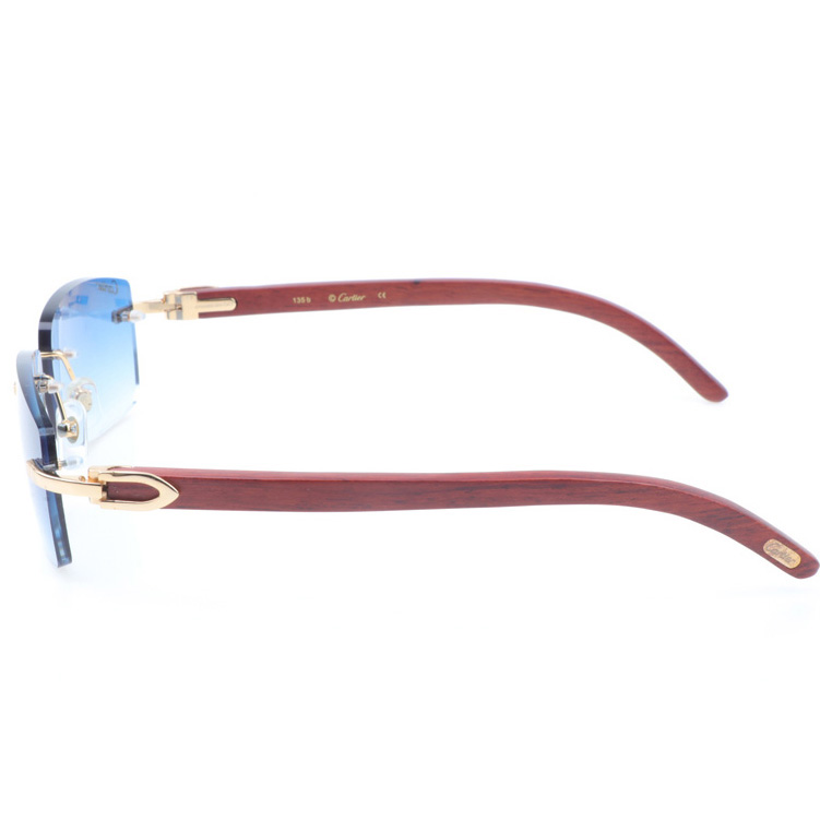 Cartier CT 3524012 Wood Sunglasses In Gold Gradient Blue - DesignerGu