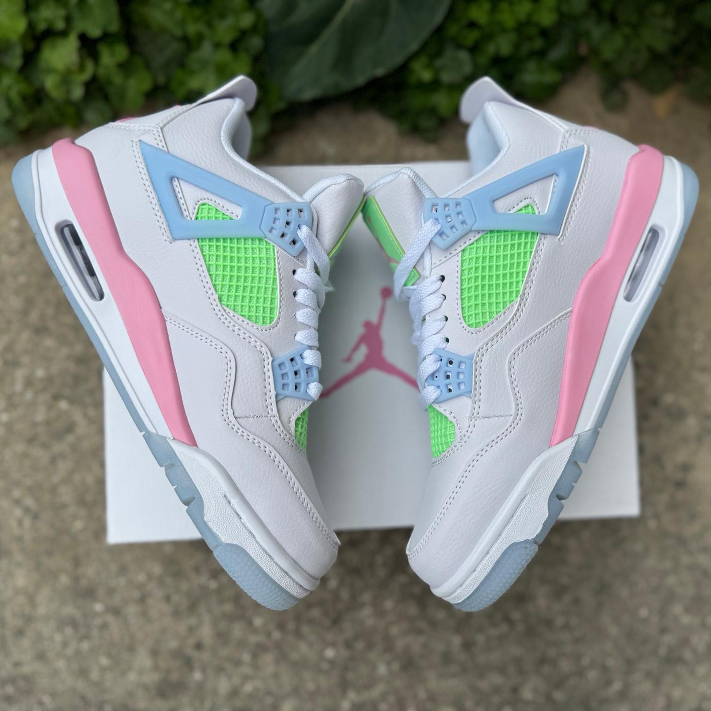 Air Jordan 4 Retro White/Blue/ Green 553560-113  - DesignerGu