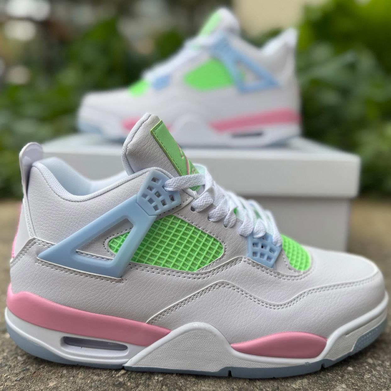 Air Jordan 4 Retro White/Blue/ Green 553560-113  - DesignerGu