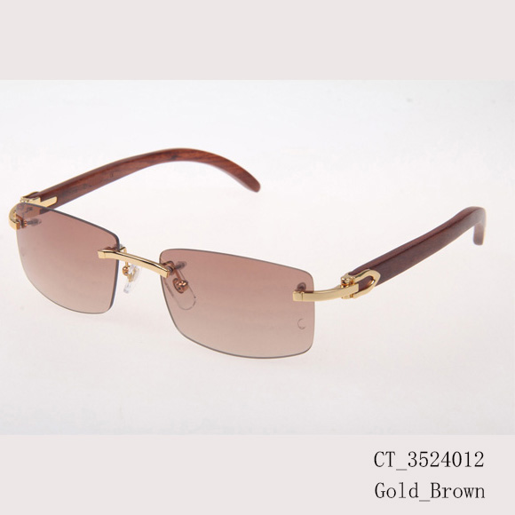 Cartier CT 3524012 Wood Sunglasses In Gold Brown - DesignerGu