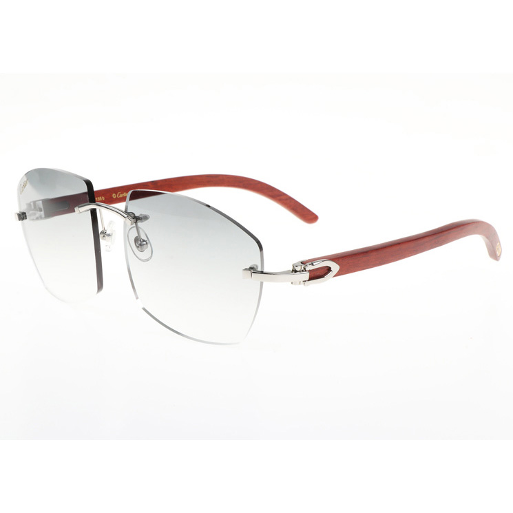Cartier CT 4189706 Wood Sunglasses In Silver Gradient Grey - DesignerGu
