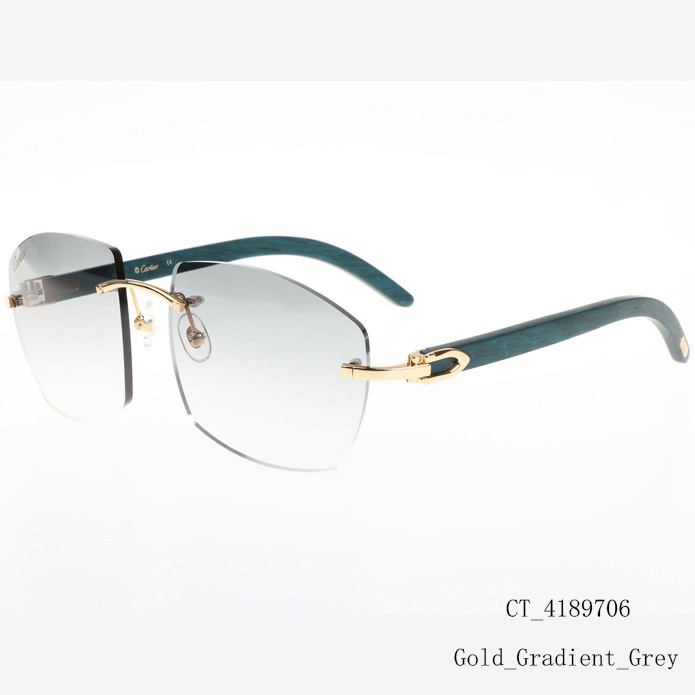 Cartier CT 4189706 Green Wood Sunglasses In Gold Gradient Grey - DesignerGu