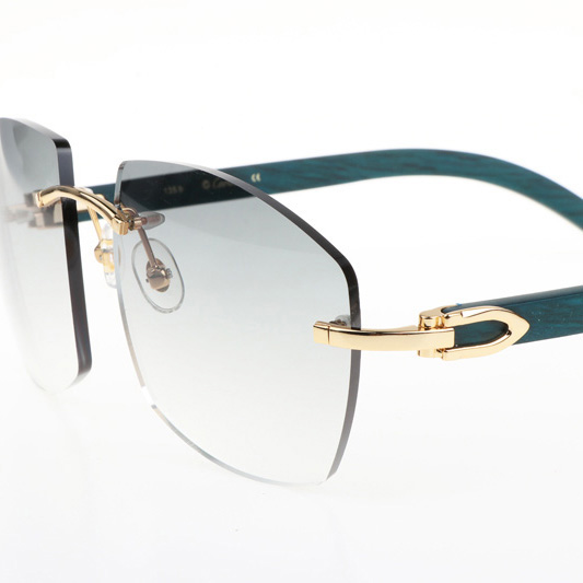 Cartier CT 4189706 Green Wood Sunglasses In Gold Gradient Grey - DesignerGu