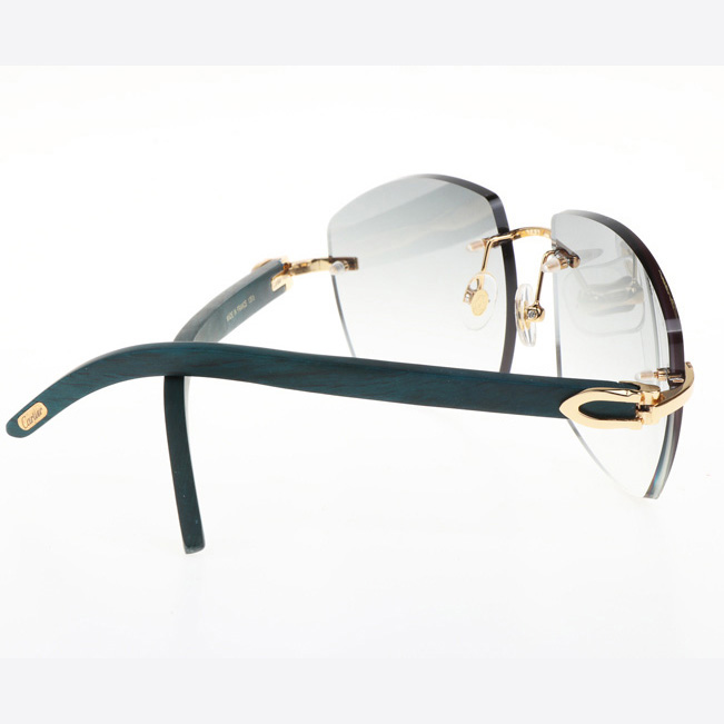 Cartier CT 4189706 Green Wood Sunglasses In Gold Gradient Grey - DesignerGu