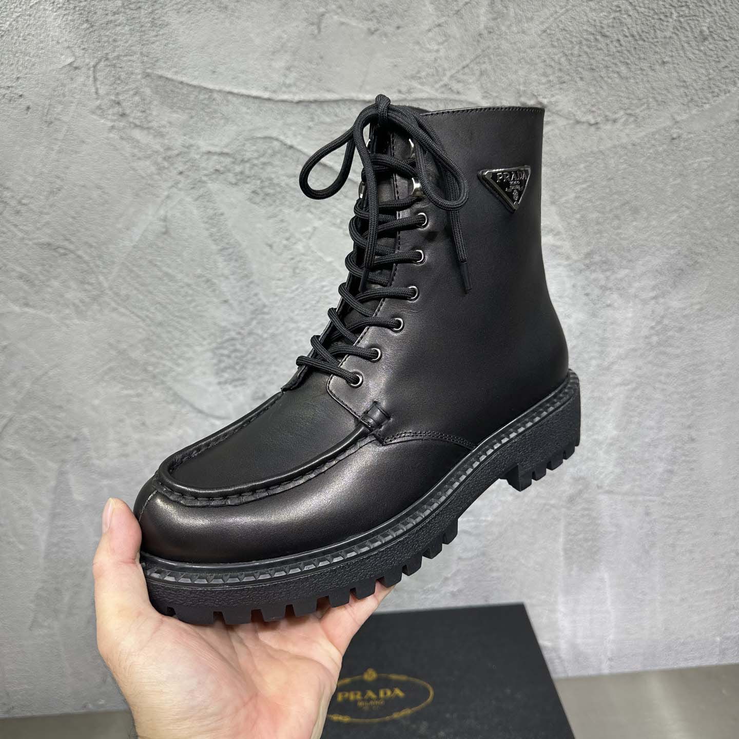 Prada Lace-up Lug-sole Boots - DesignerGu