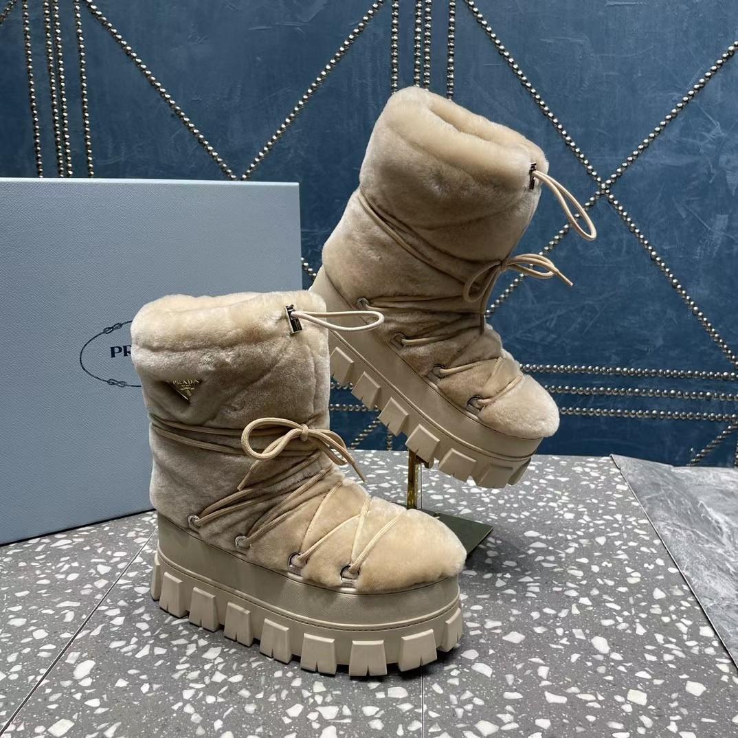 Prada Shearling Après Ski Booties - DesignerGu