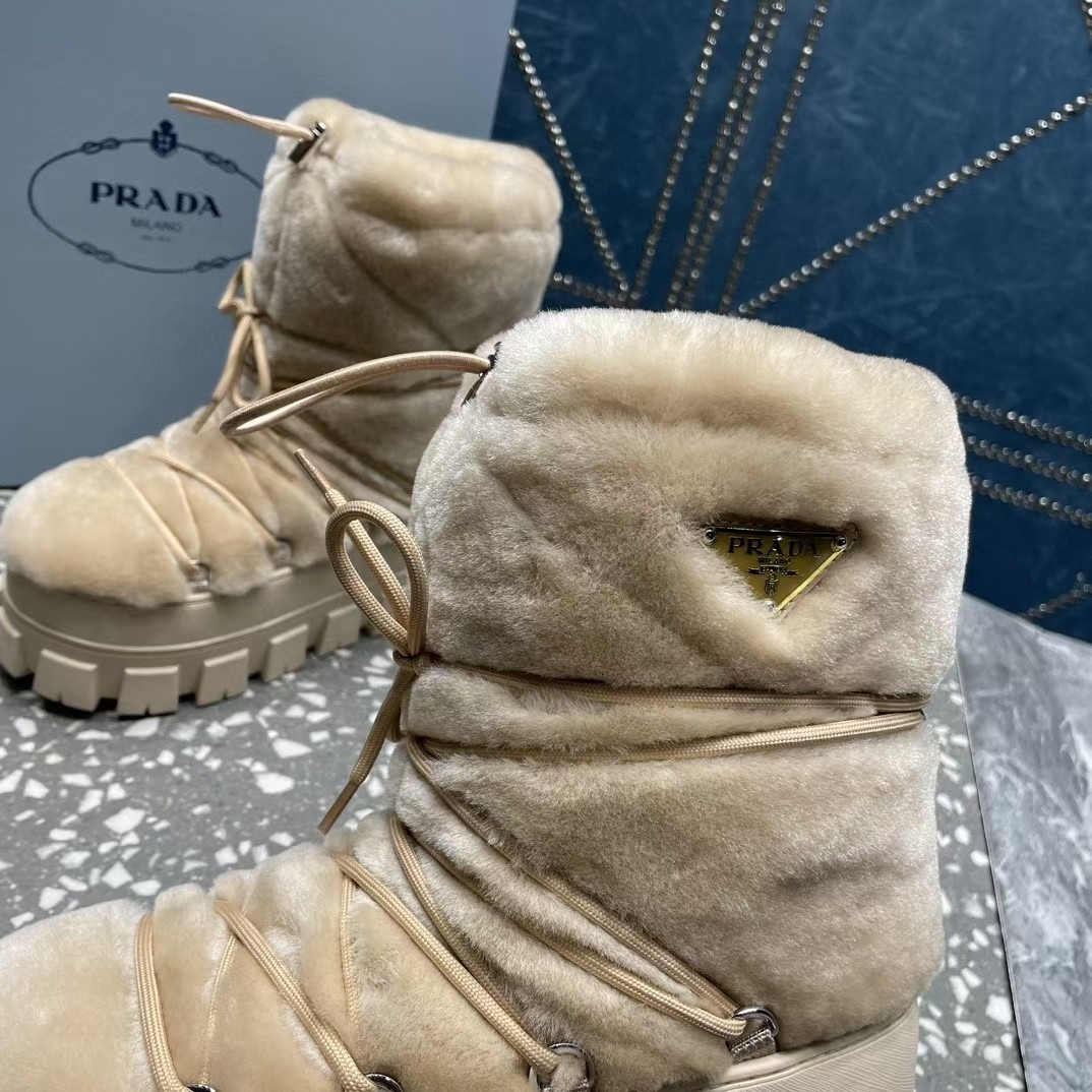 Prada Shearling Après Ski Booties - DesignerGu