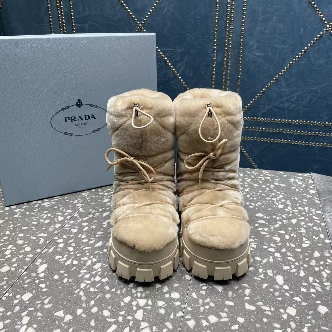 Prada Shearling Après Ski Booties - DesignerGu