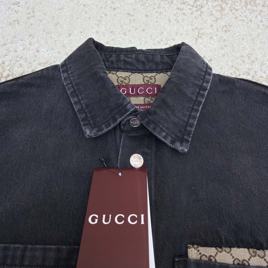Gucci Washed Cotton Denim Shirt - DesignerGu