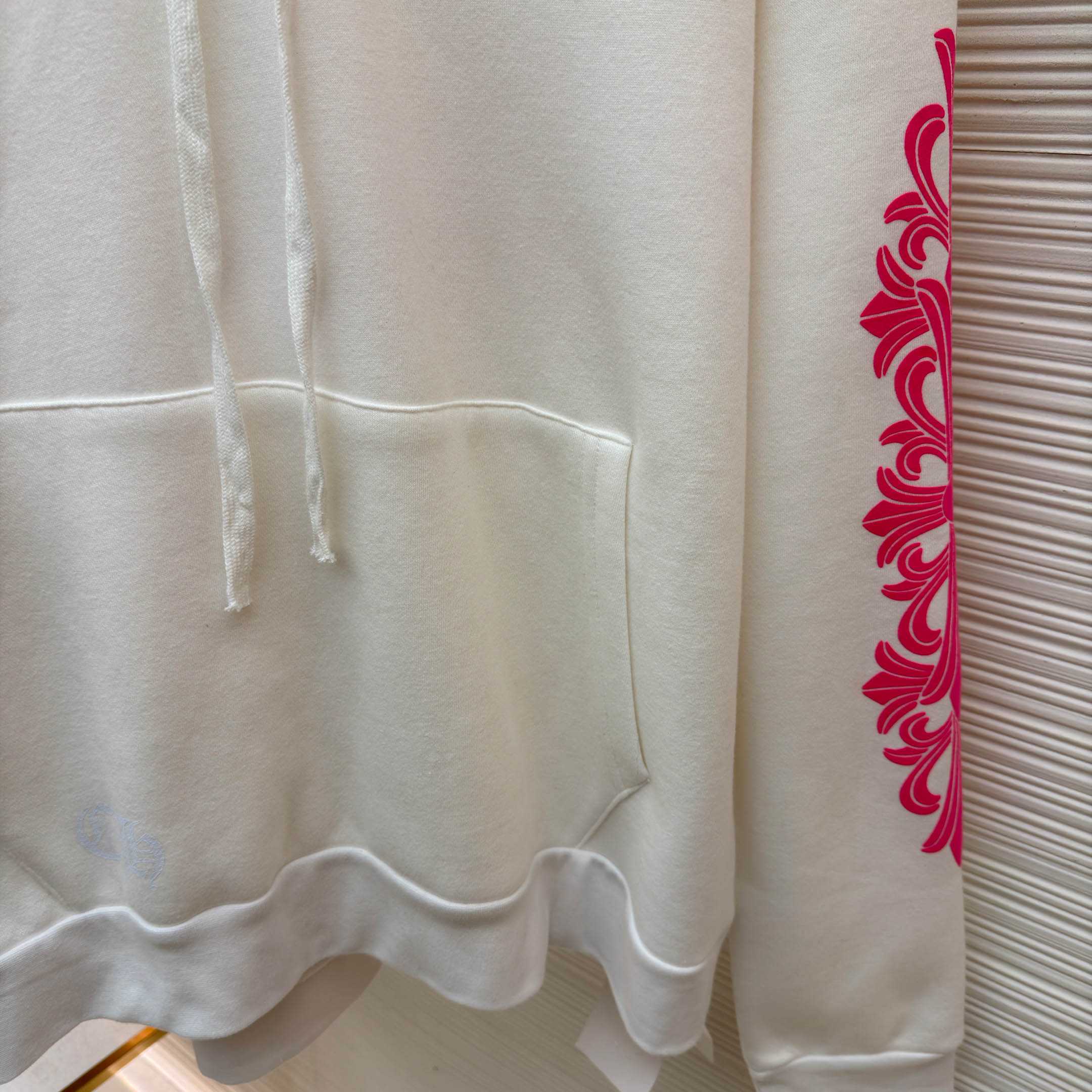 Chrome Hearts Pink Horseshoe Floral Sleeve Pullover Hoodie - DesignerGu