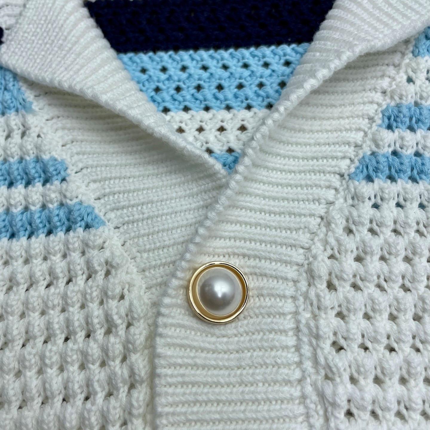 Casablanca Tennis Cotton Crochet Short Sleeve Shirt Z6038 - DesignerGu