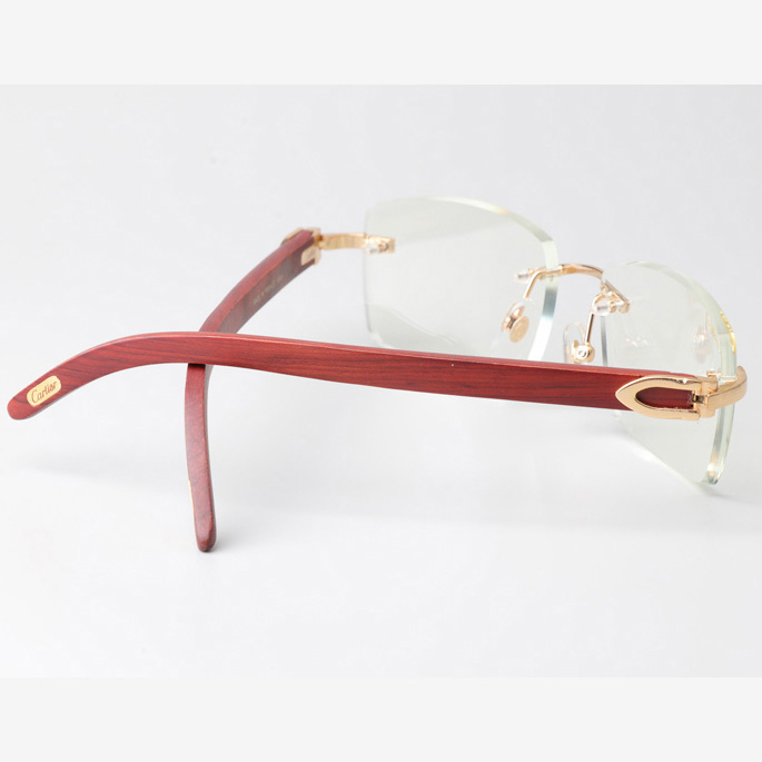 Cartier CT_3524012 Wood Eyeglasses Gold  - DesignerGu