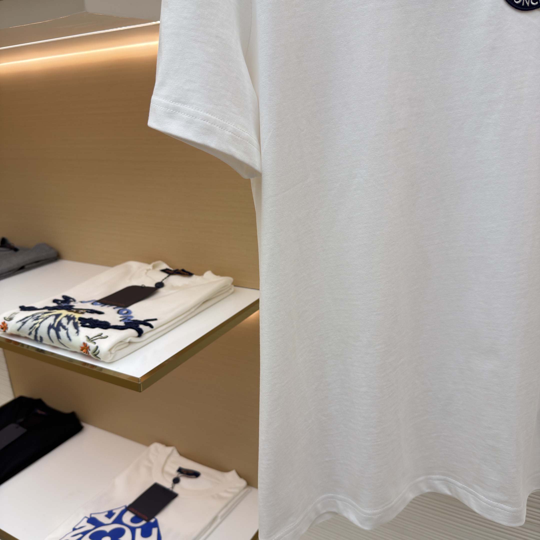 Moncler Embroidered Tricolor Logo Cotton T-Shirt - DesignerGu