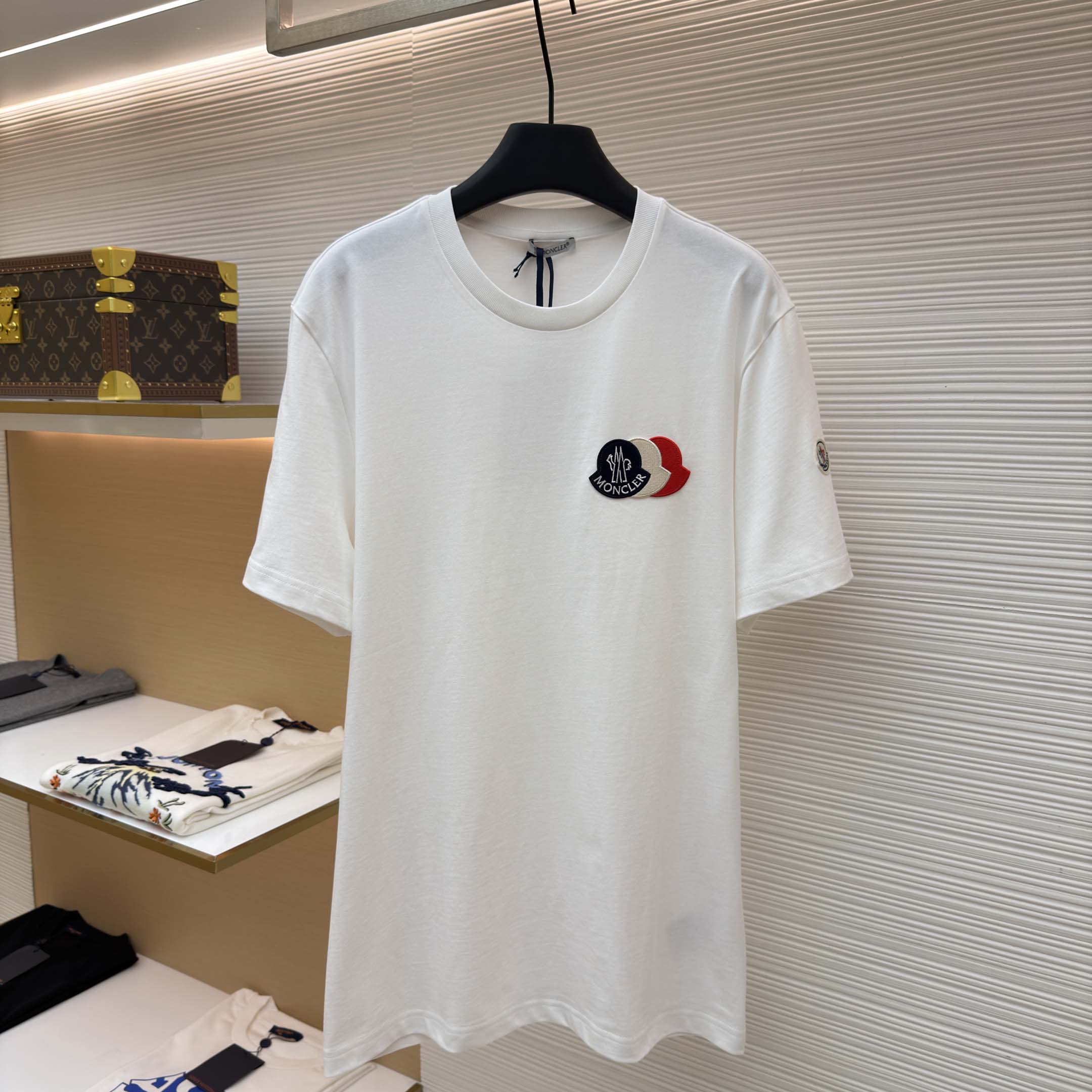 Moncler Embroidered Tricolor Logo Cotton T-Shirt - DesignerGu