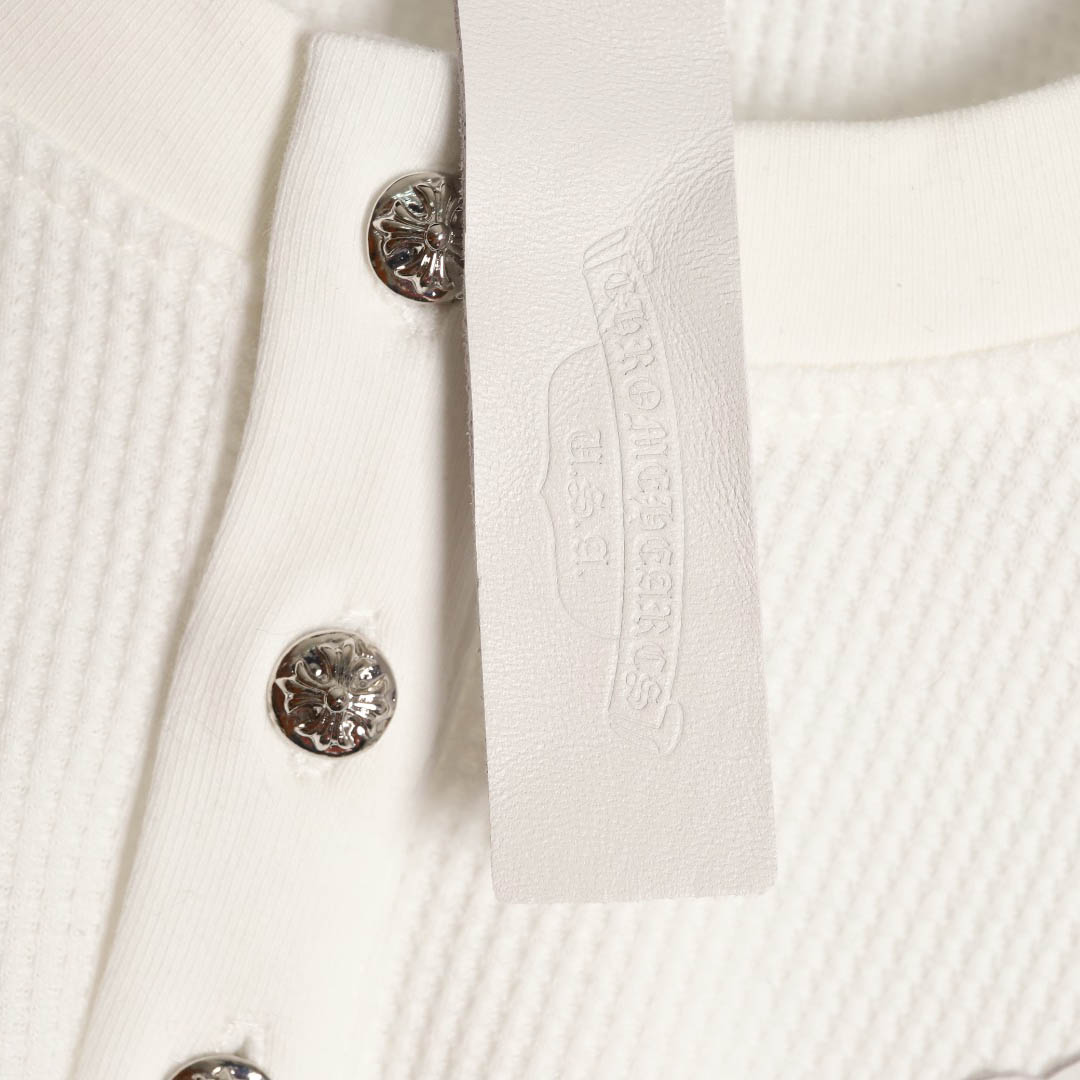 Chrome Hearts White Thermal Leather Cross Patch Long Sleeve Tee - DesignerGu