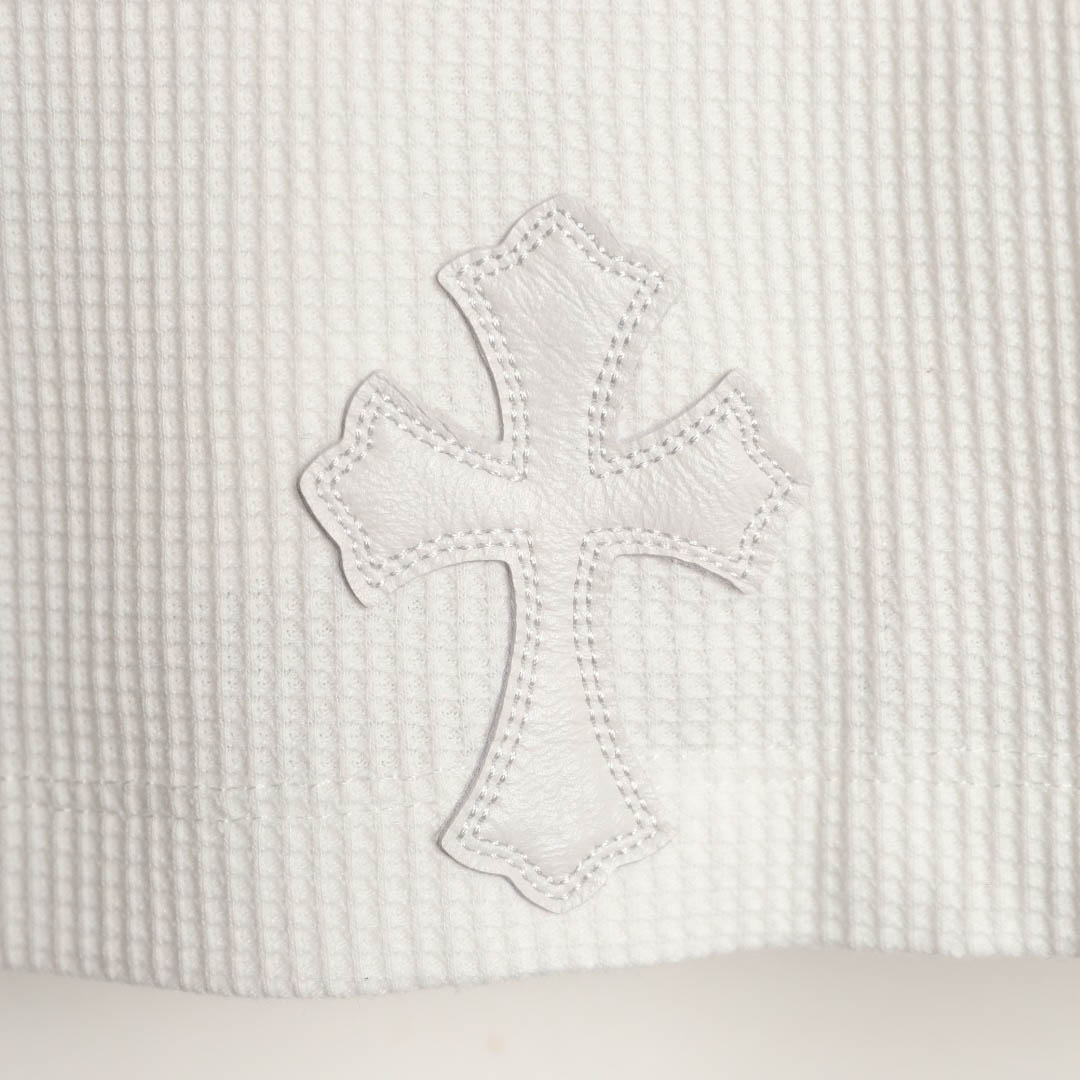 Chrome Hearts White Thermal Leather Cross Patch Long Sleeve Tee - DesignerGu