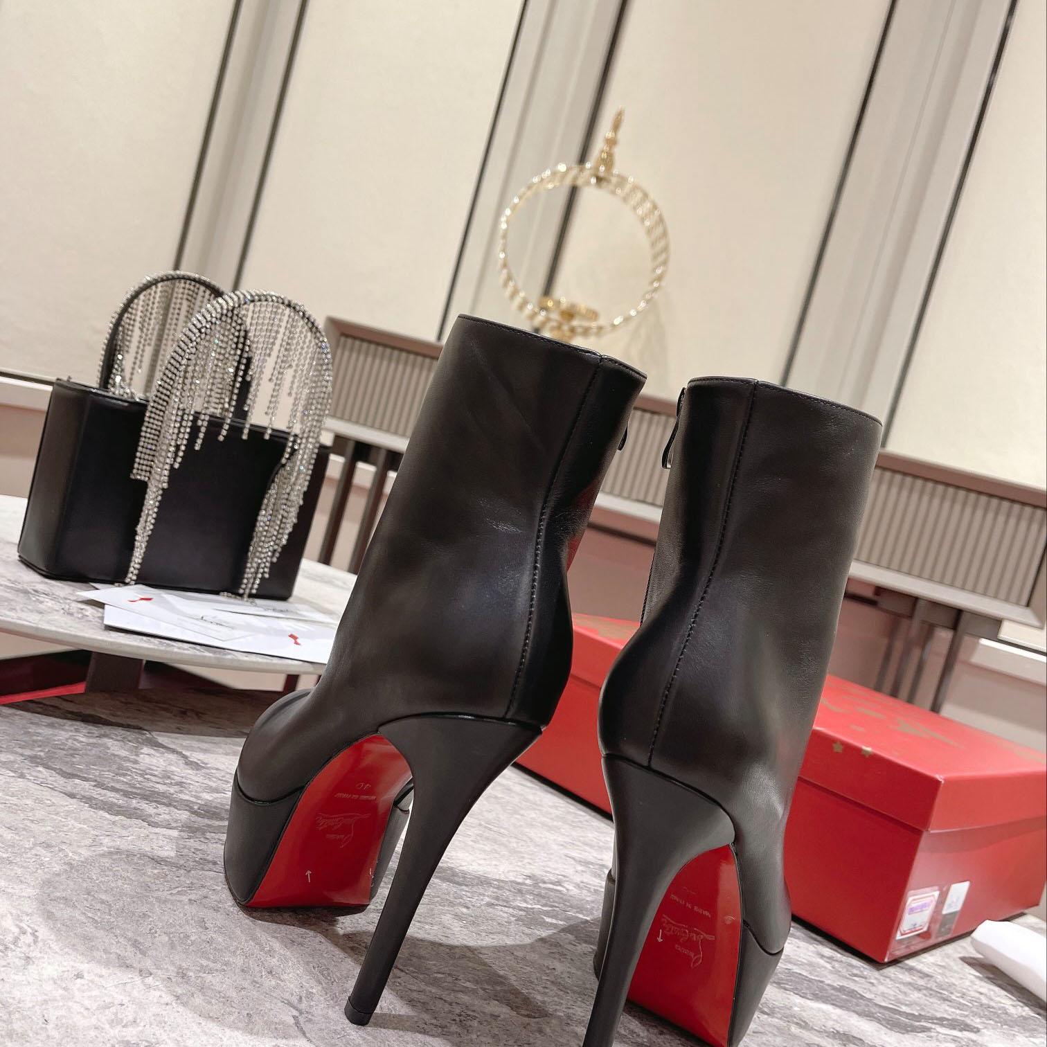 Christian Louboutin Black Bianca Leather Boots - DesignerGu