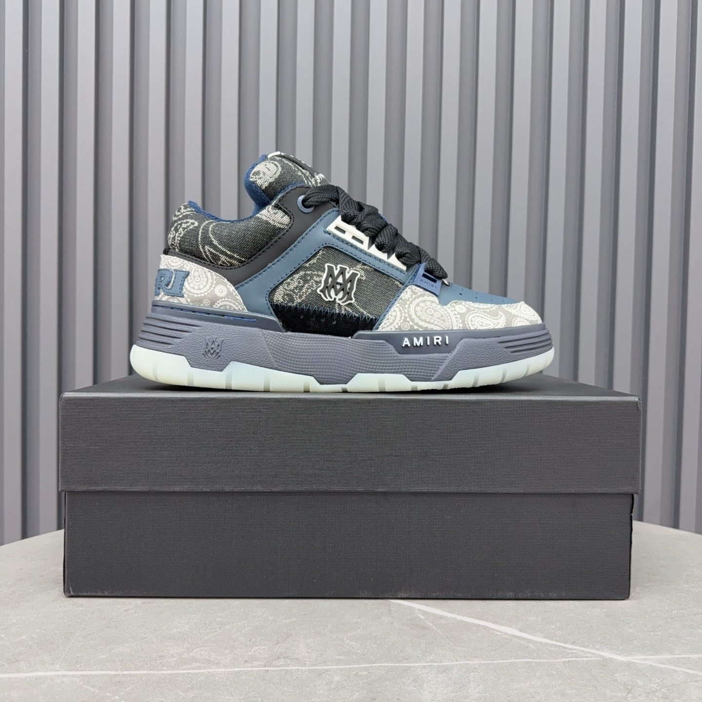 Amir Blue Bandana Jacquard MA-1 Sneakers - DesignerGu