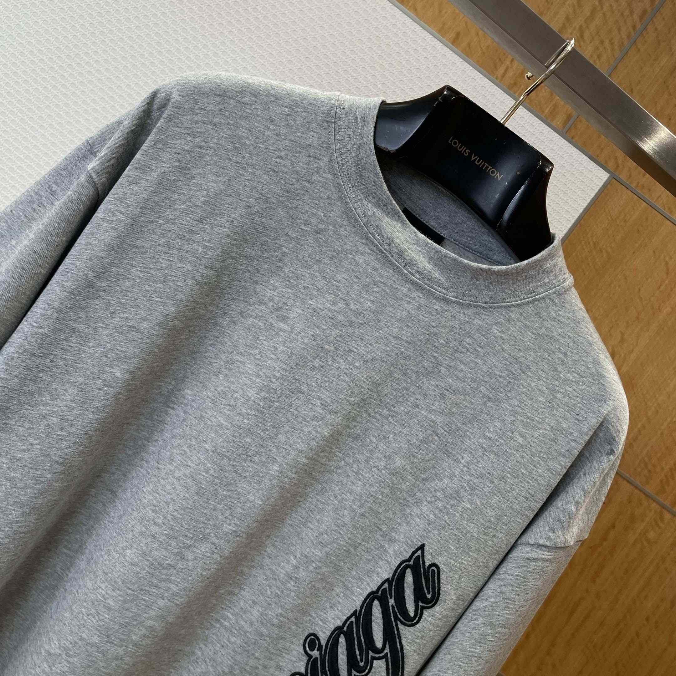 Balenciaga Cursive T-Shirt Medium Fit in Light Heather Grey - DesignerGu