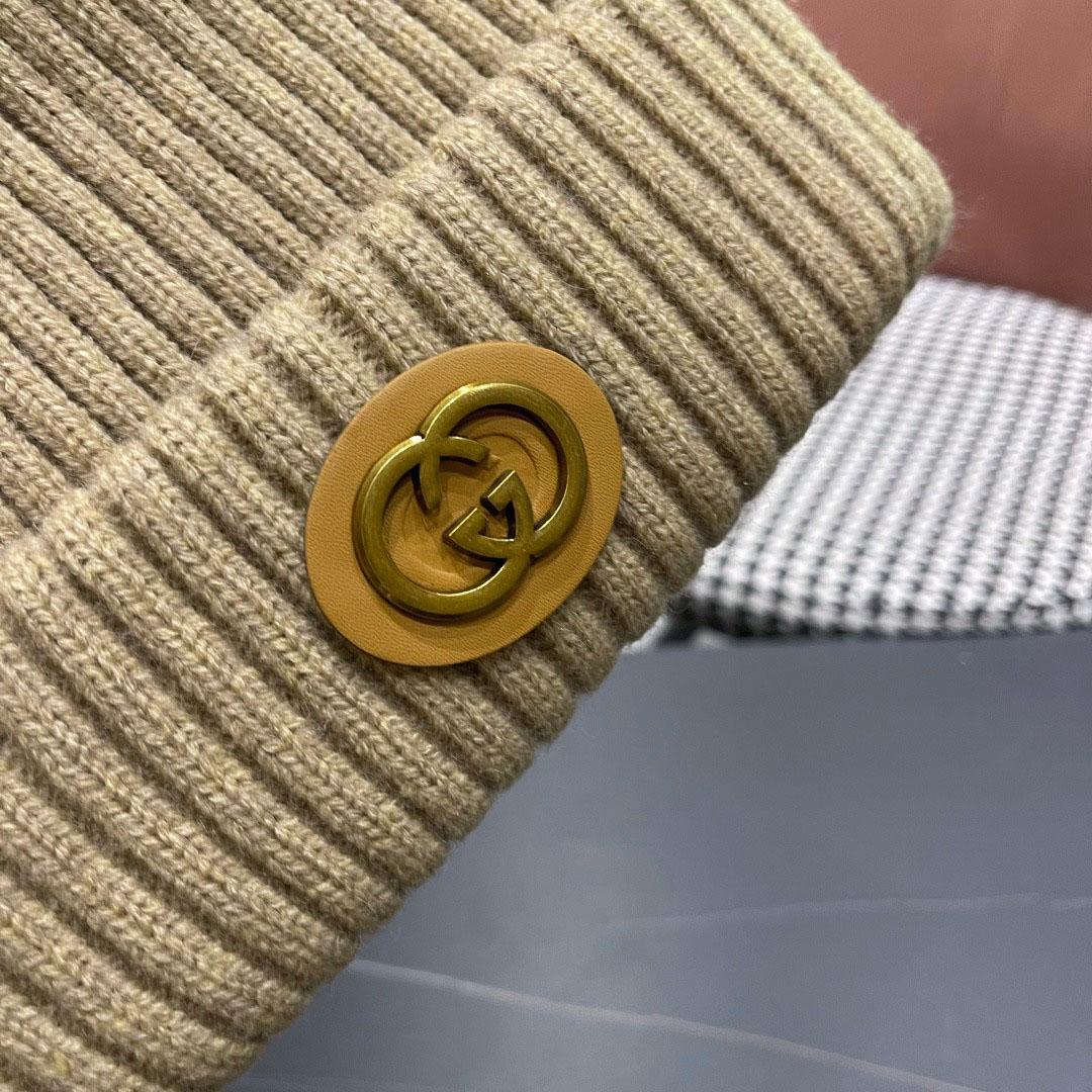 Gucci  Wool Cashmere Hat With Double G - DesignerGu