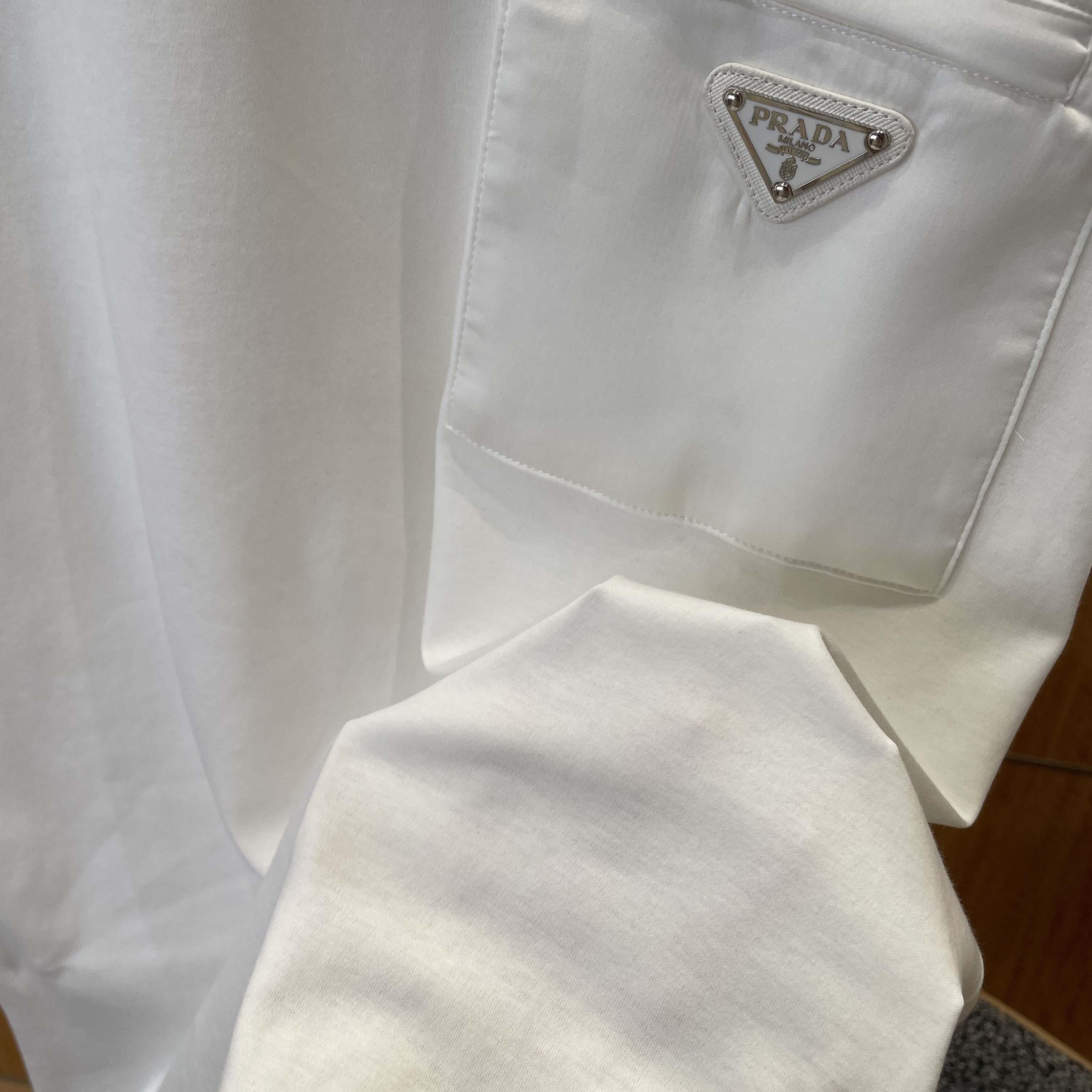 Prada Stretch Cotton Polo Shirt With Re-Nylon Details - DesignerGu