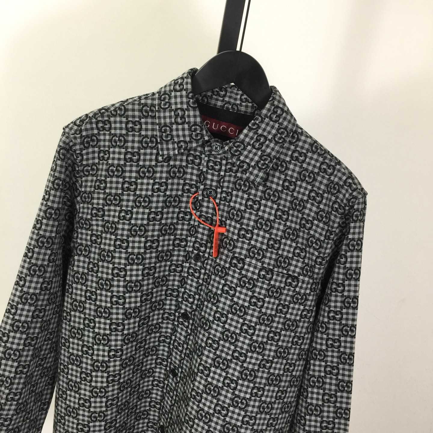 Gucci GG Gingham Cotton Wool Jacquard Shirt - DesignerGu