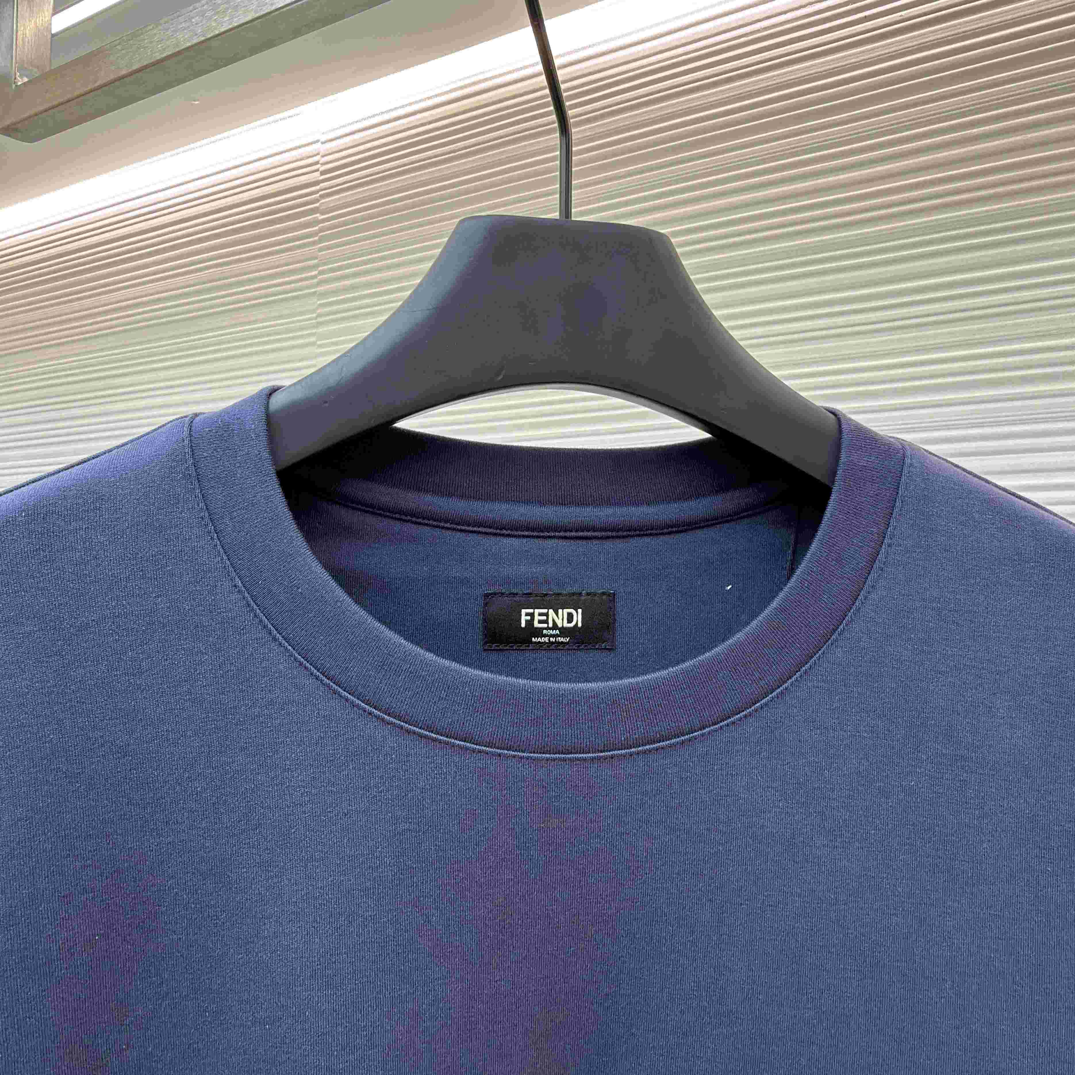 Fendi Navy Blue Cotton T-shirt - DesignerGu