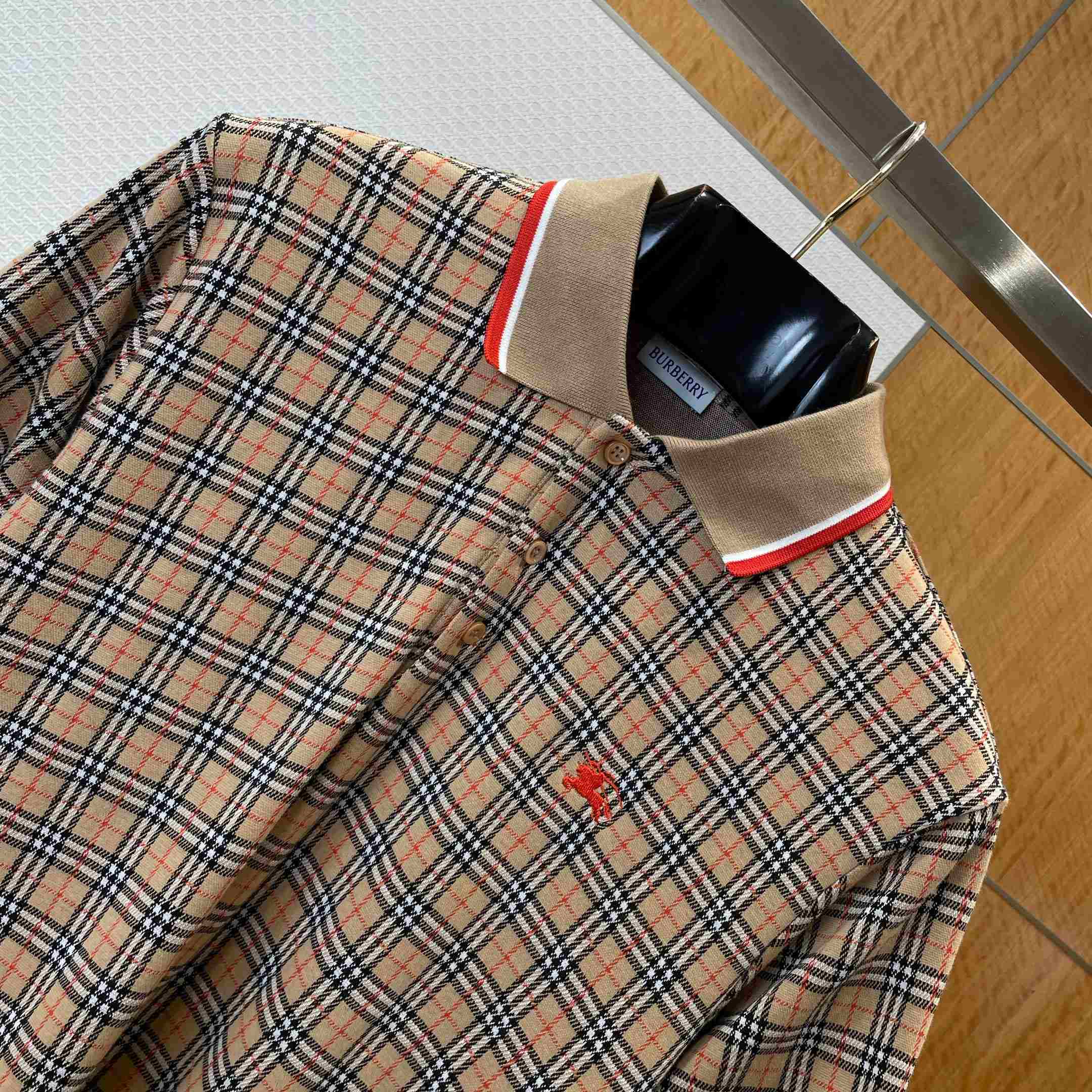 Burberry Check Cotton Blend Polo Shirt - DesignerGu