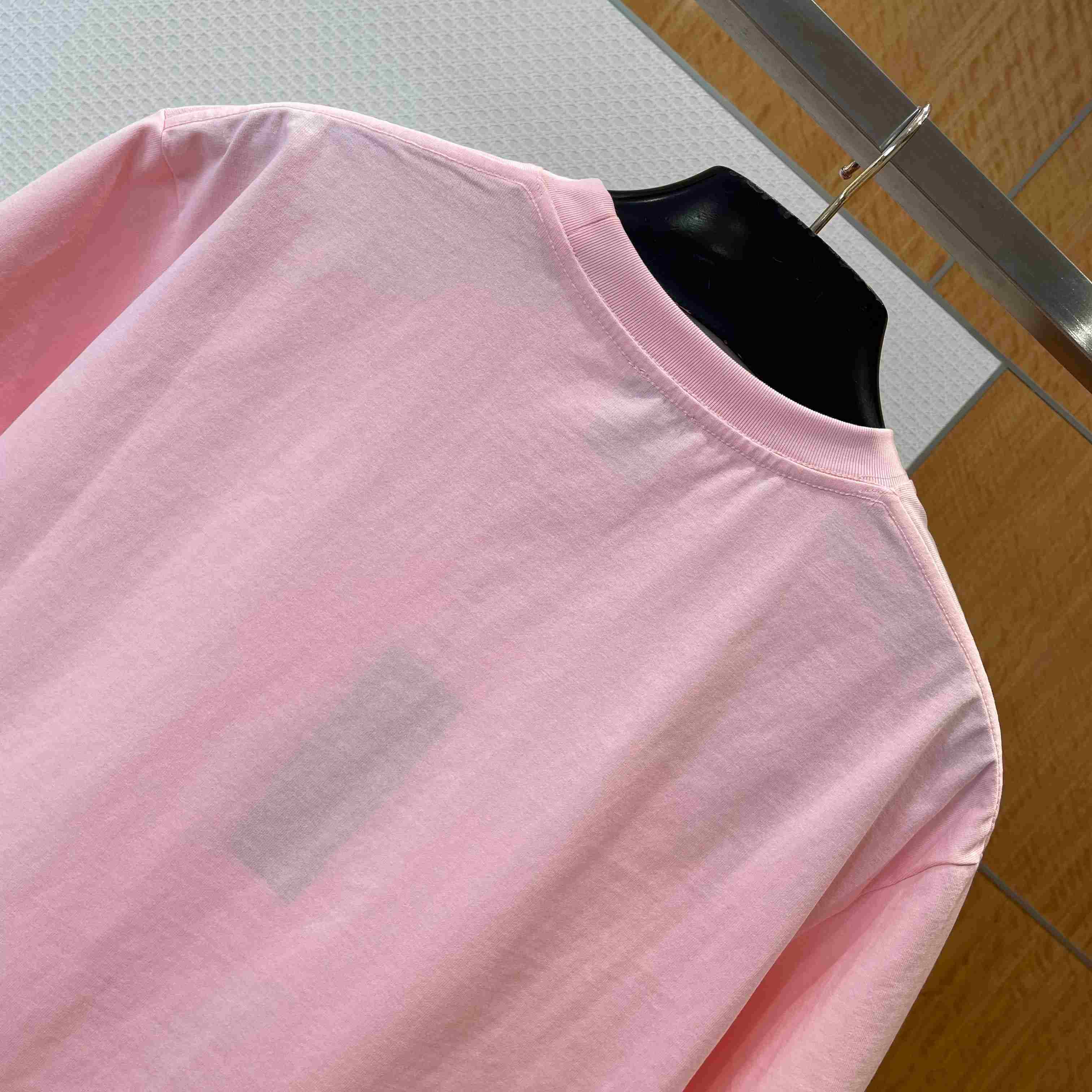 Dior T-Shirt with Dior Embroidery Pink - DesignerGu