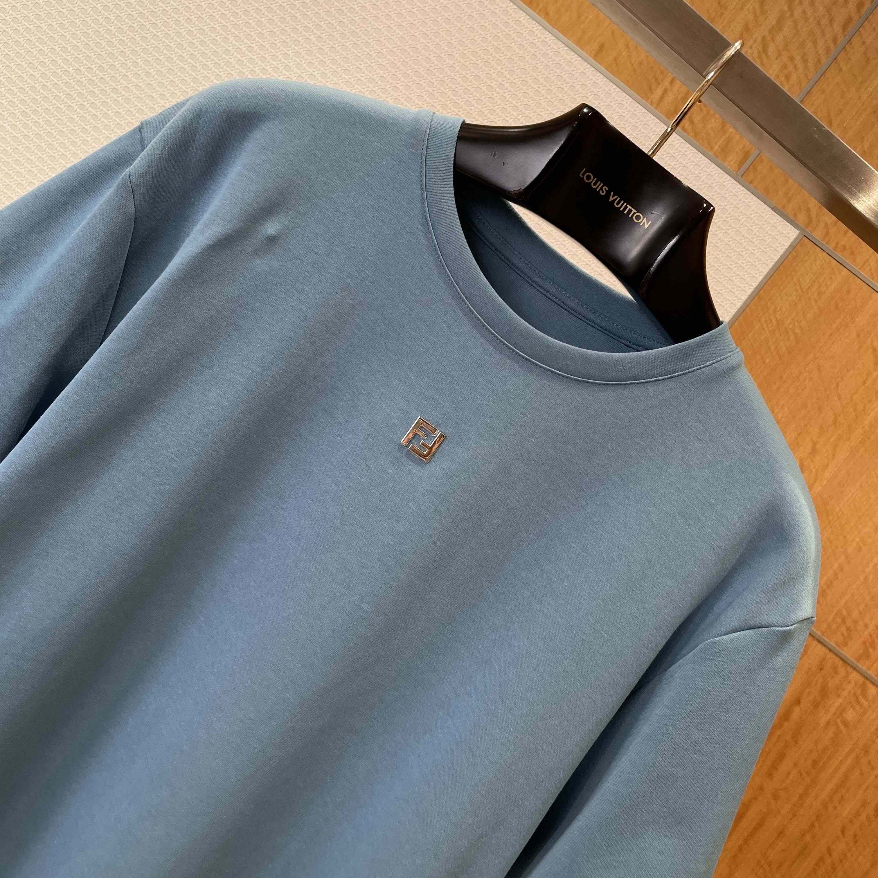 Fendi Light Blue Cotton T-shirt - DesignerGu