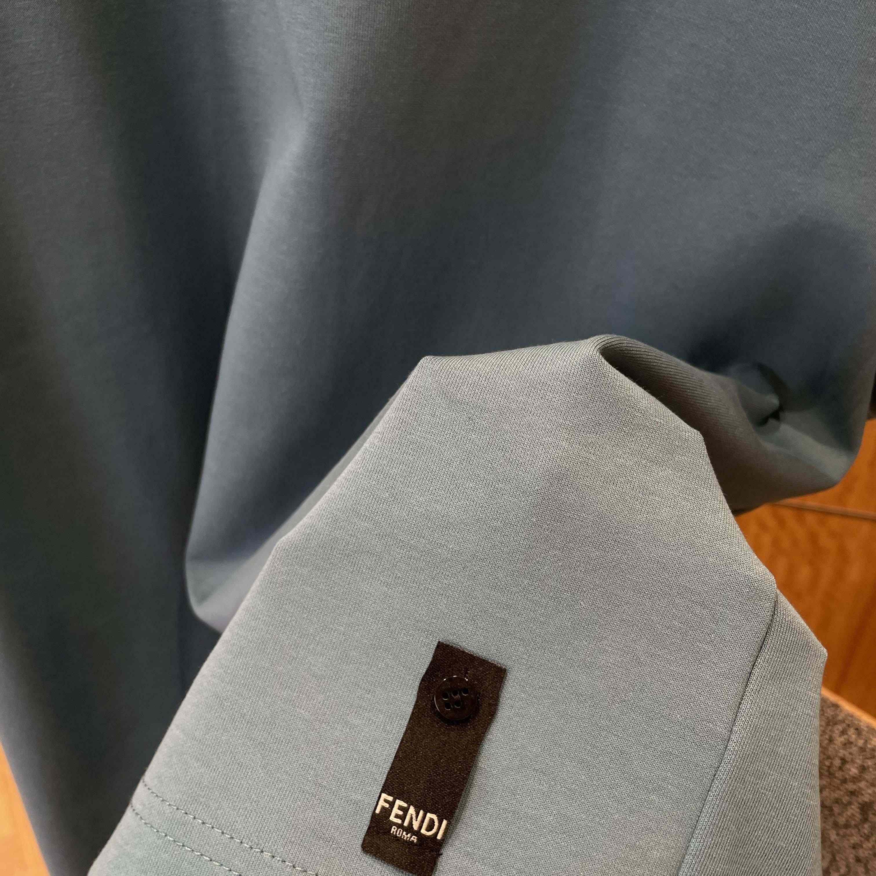 Fendi Light Blue Cotton T-shirt - DesignerGu